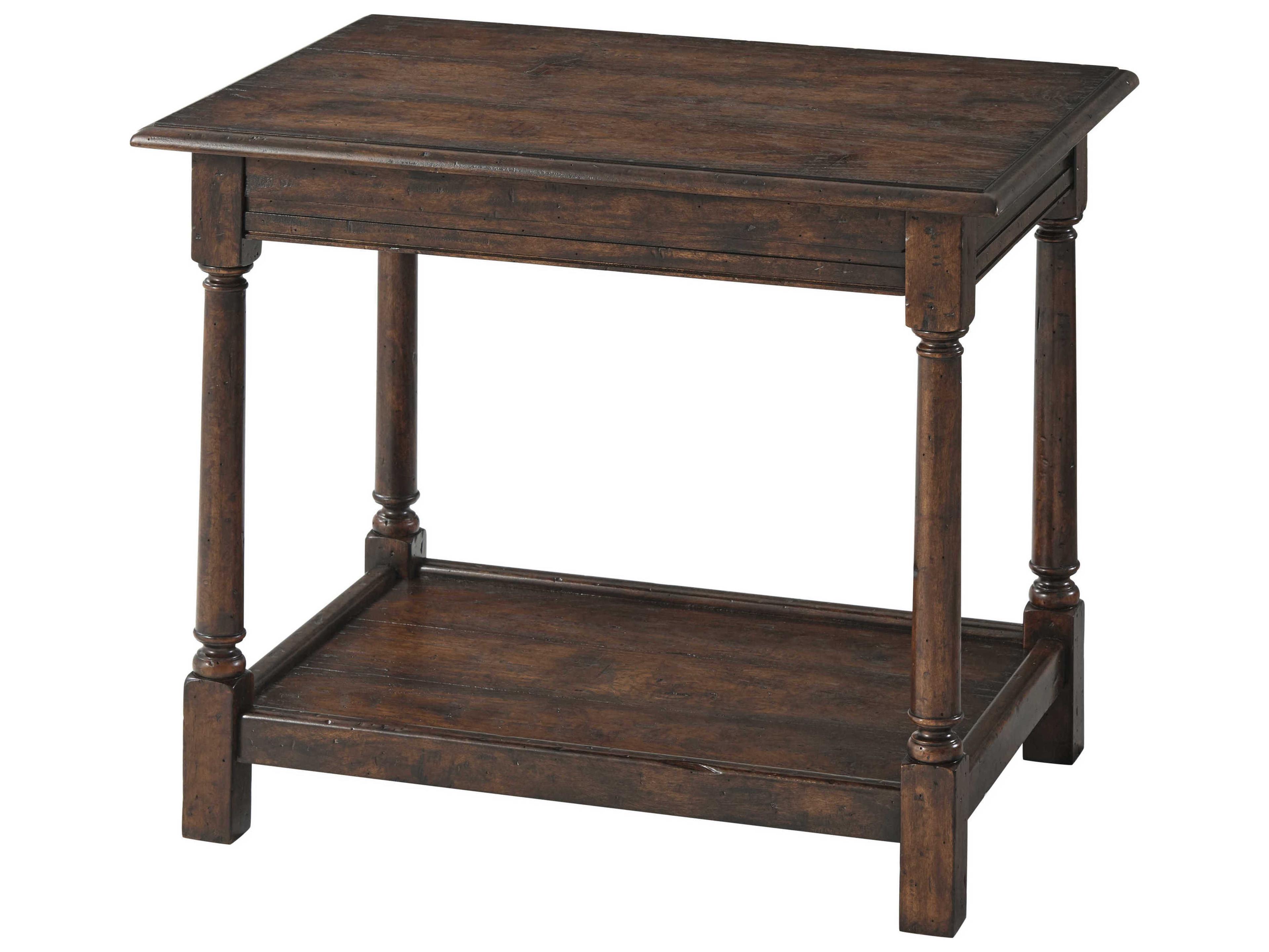 Theodore Alexander Victory Oak Rectangular Wood Mahogany Reclaimed Veneer End Table