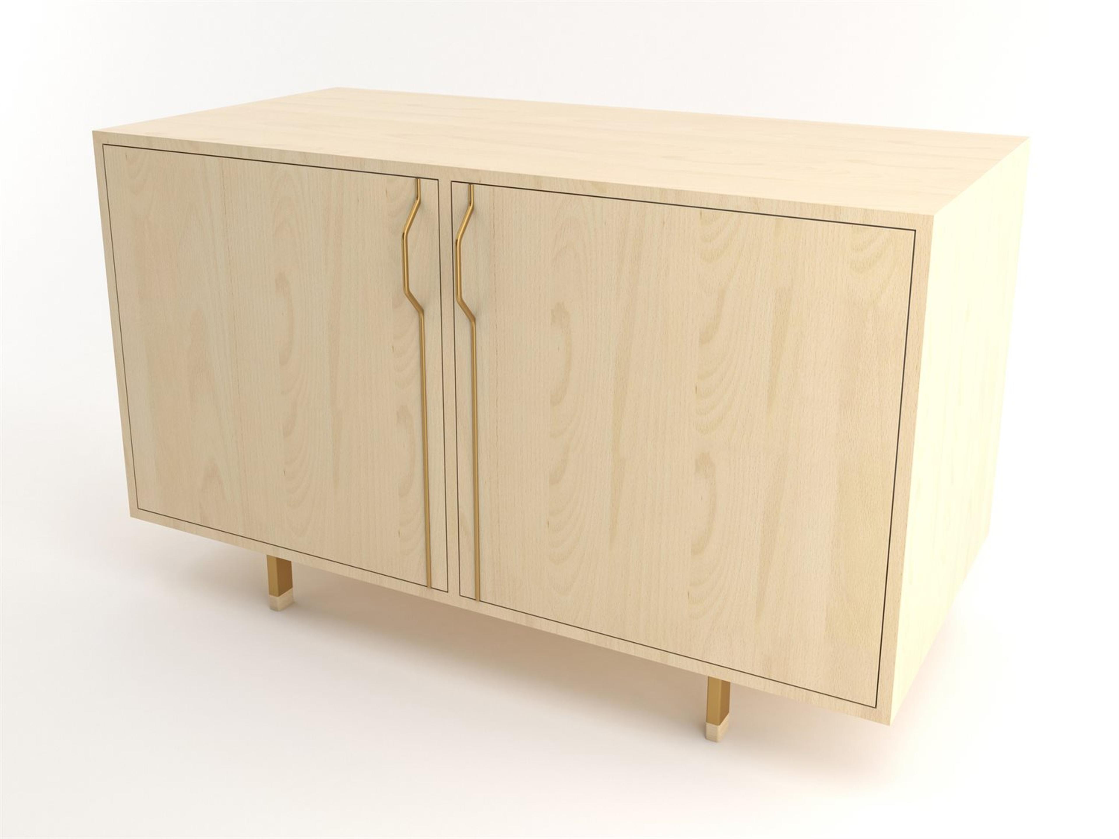 Tronk Design Chapman Storage Collection 47" Maple Wood Brassy Gold Sideboard