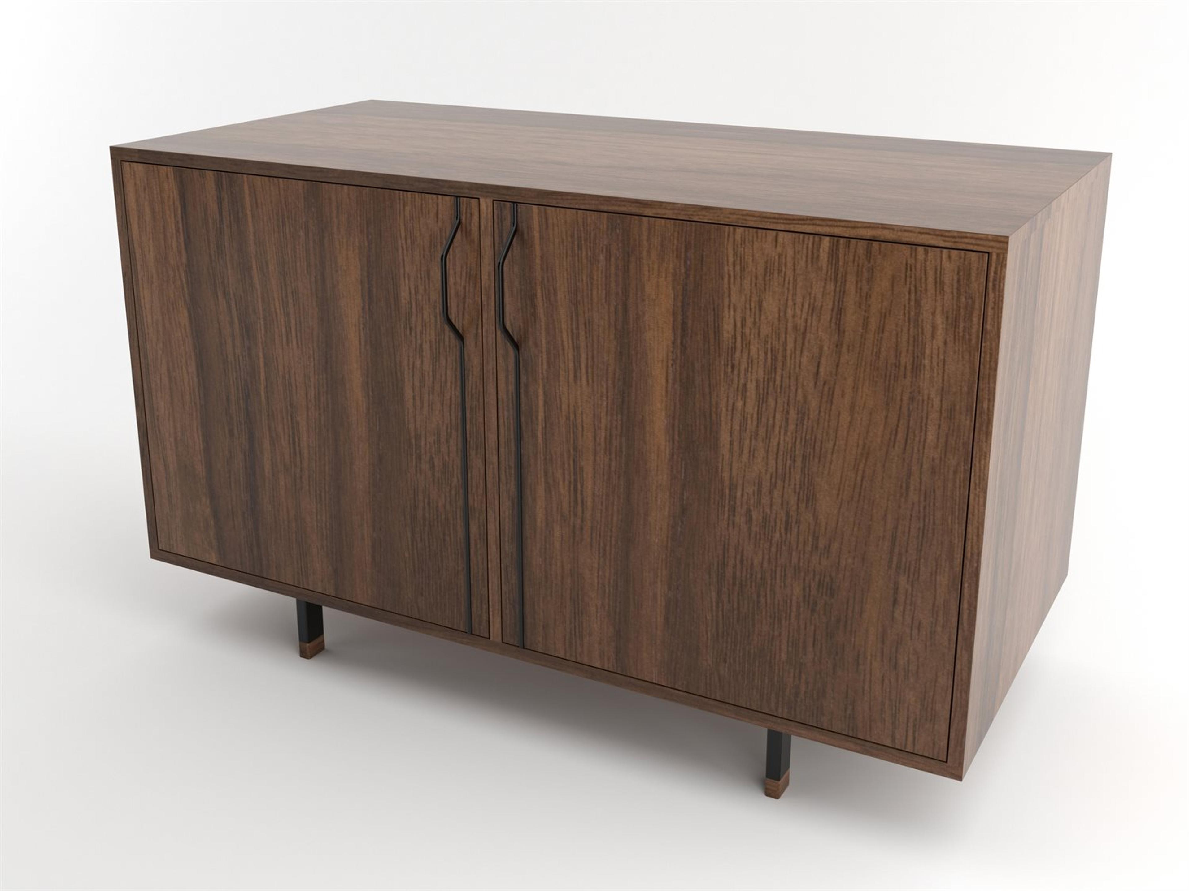 Tronk Design Chapman Storage Collection 47" Walnut Wood Black Sideboard