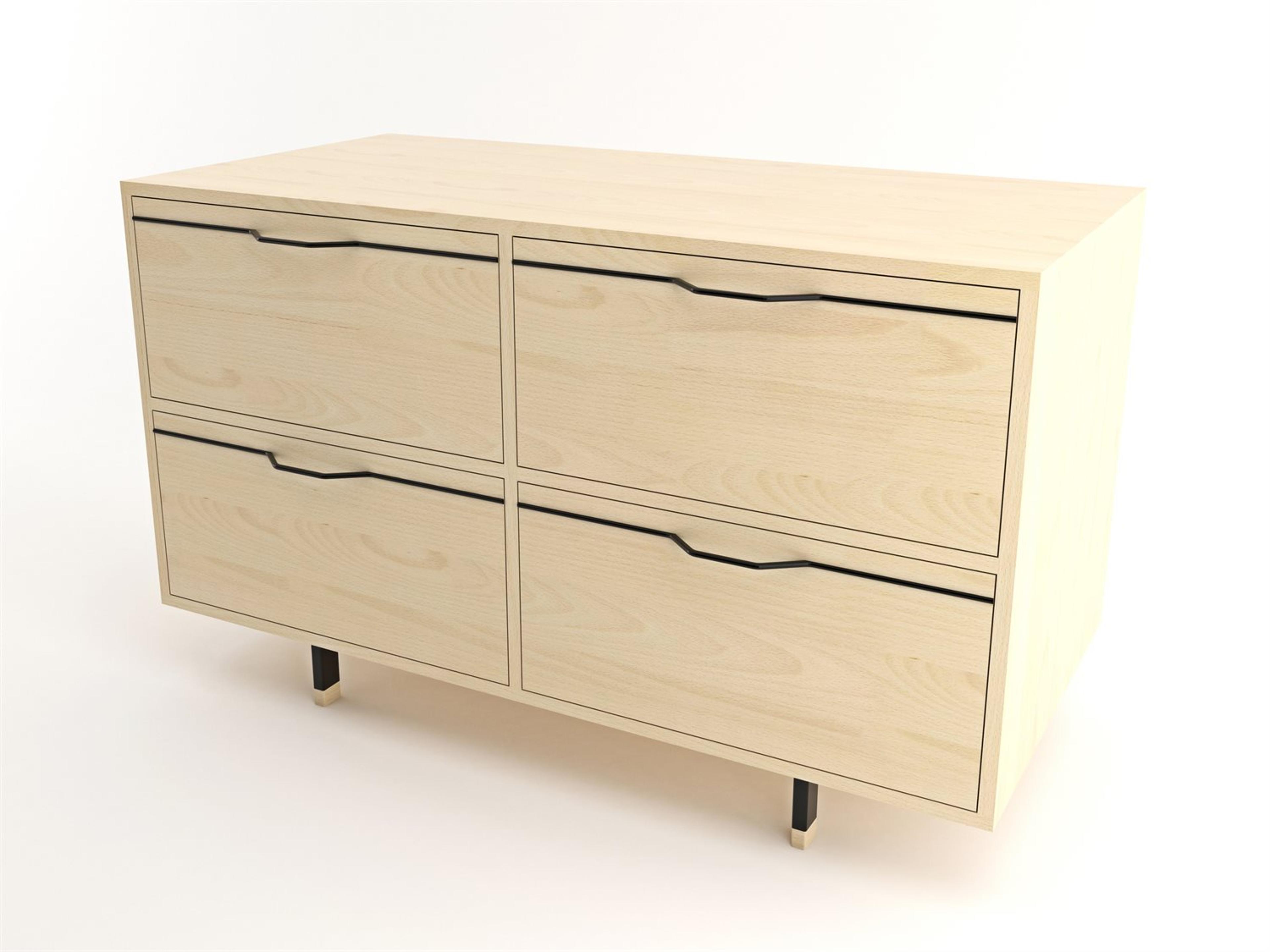 Tronk Design Chapman Small Storage 4-Drawers Beige Maple Wood Double Dresser