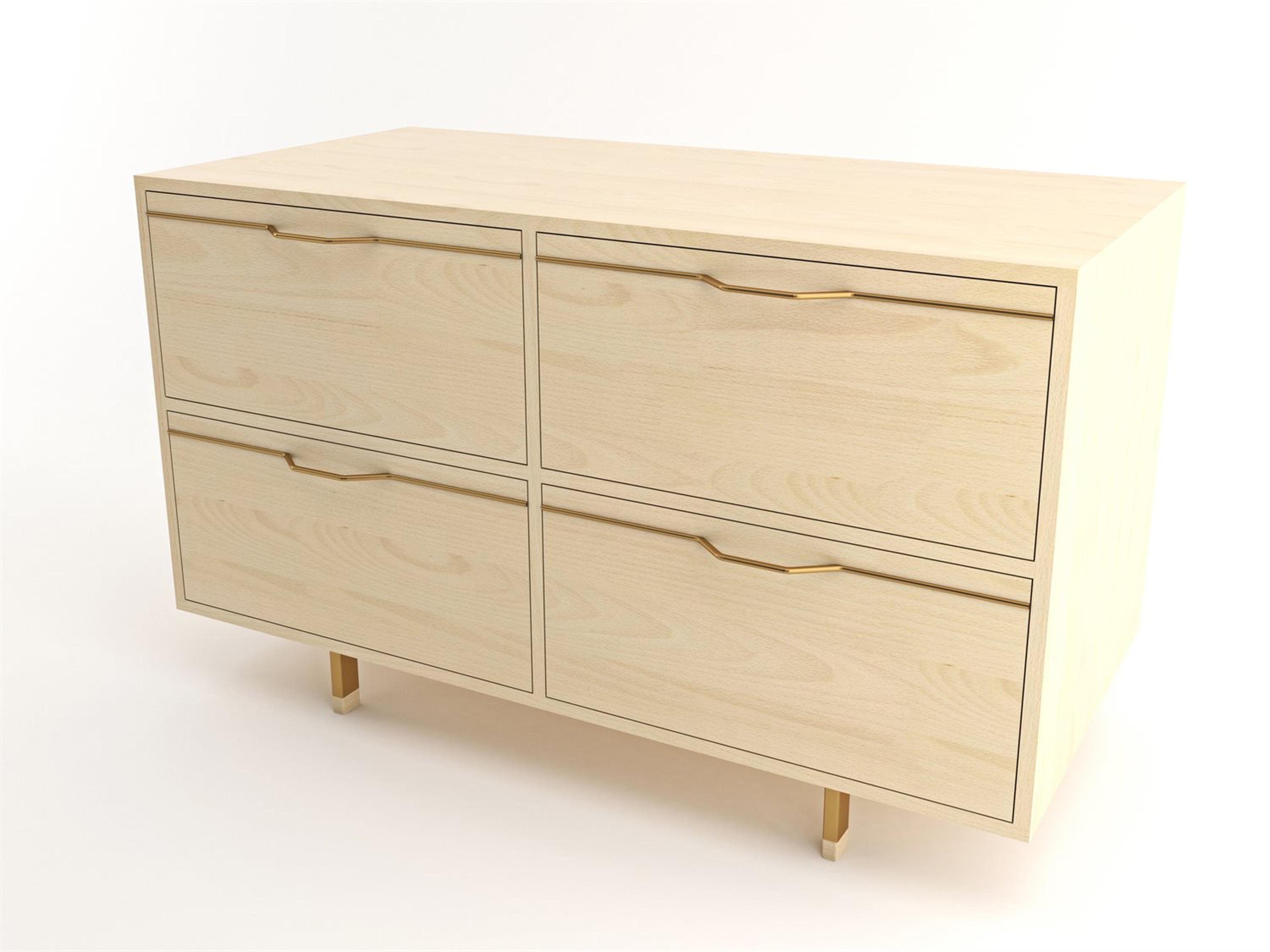 Tronk Design Chapman Small Storage 4-Drawers Beige Maple Wood Double Dresser
