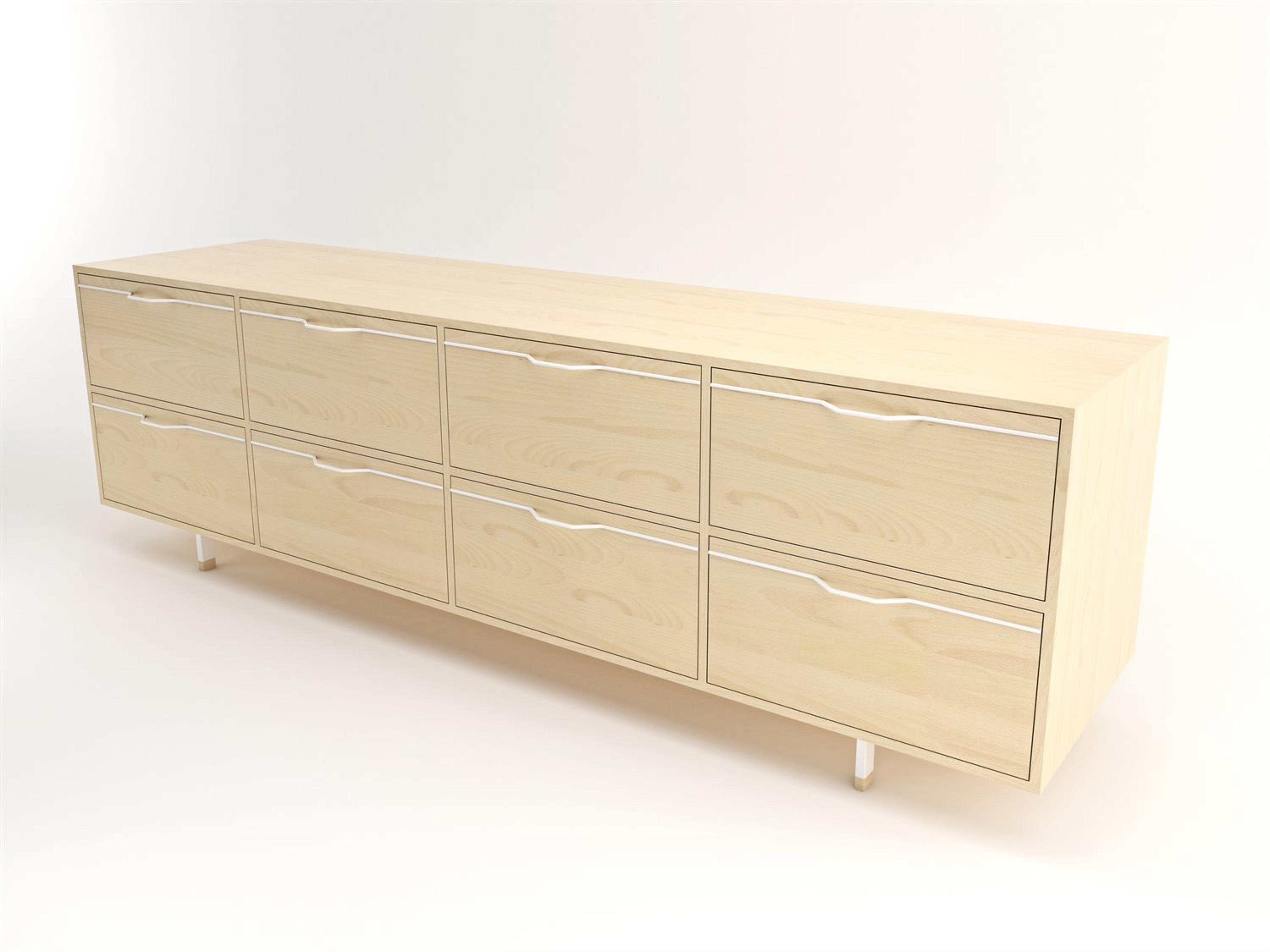 Tronk Design Chapman Storage Long 8-Drawers Beige Maple Wood Double Dresser