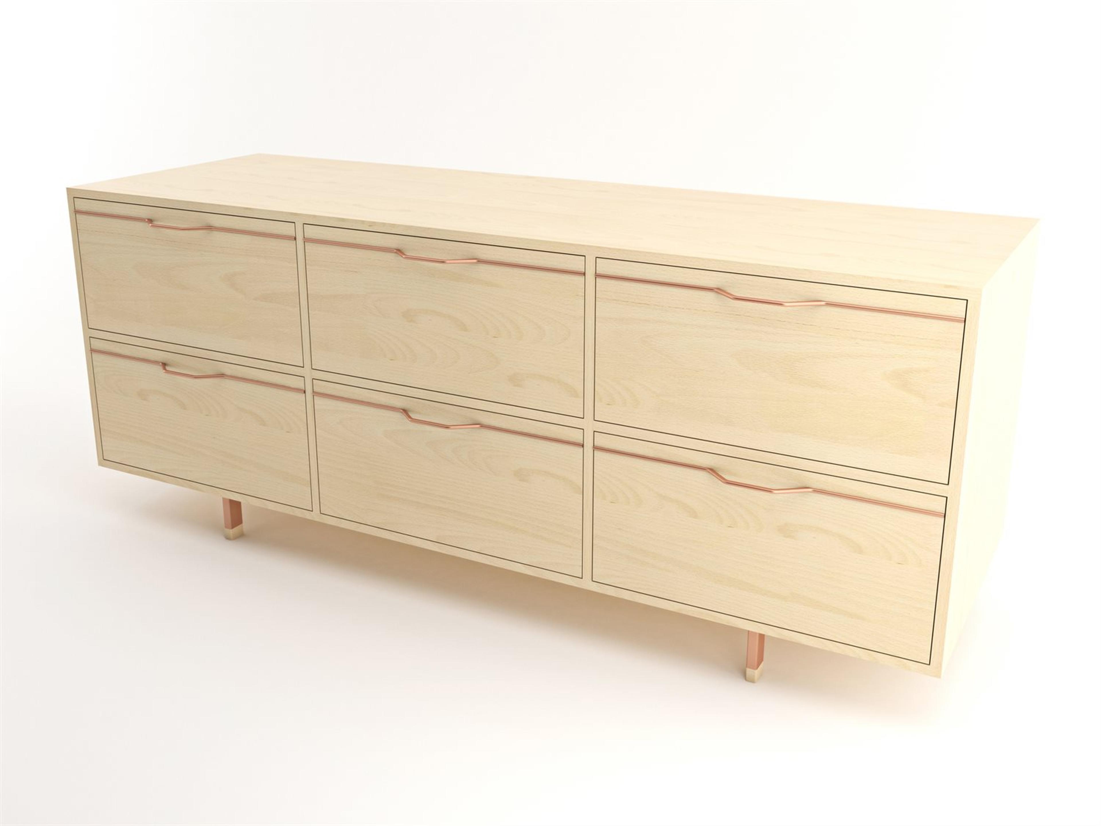 Tronk Design Chapman Storage 6-Drawers Beige Maple Wood Dresser