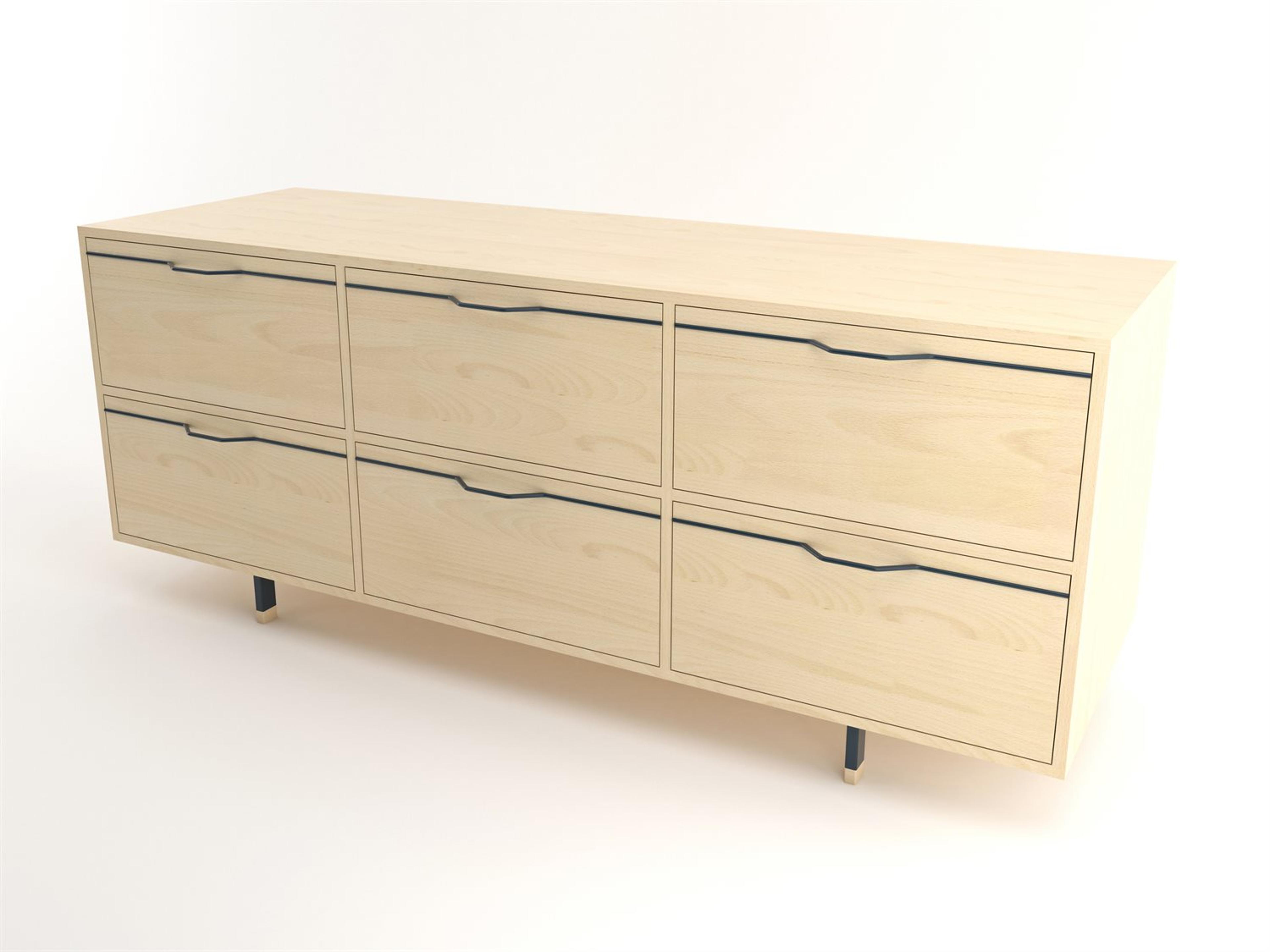 Tronk Design Chapman Storage 6-Drawers Beige Maple Wood Dresser