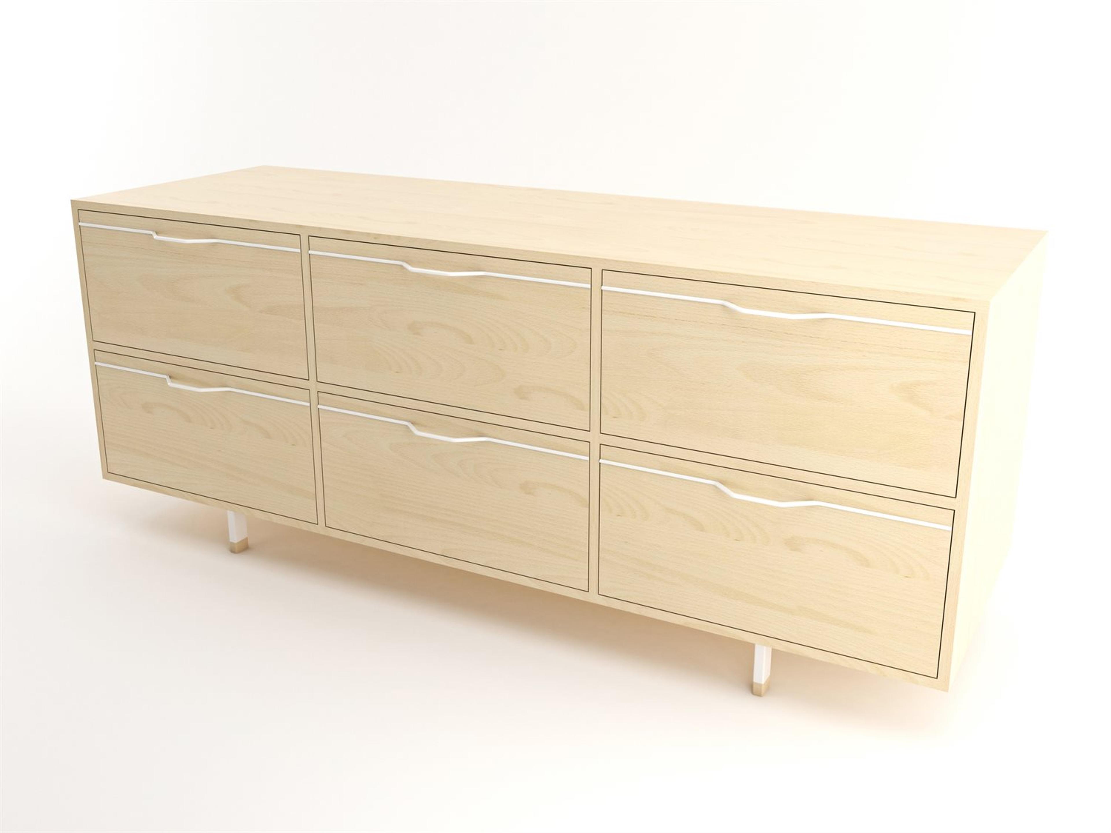 Tronk Design Chapman Storage 6-Drawers Beige Maple Wood Dresser