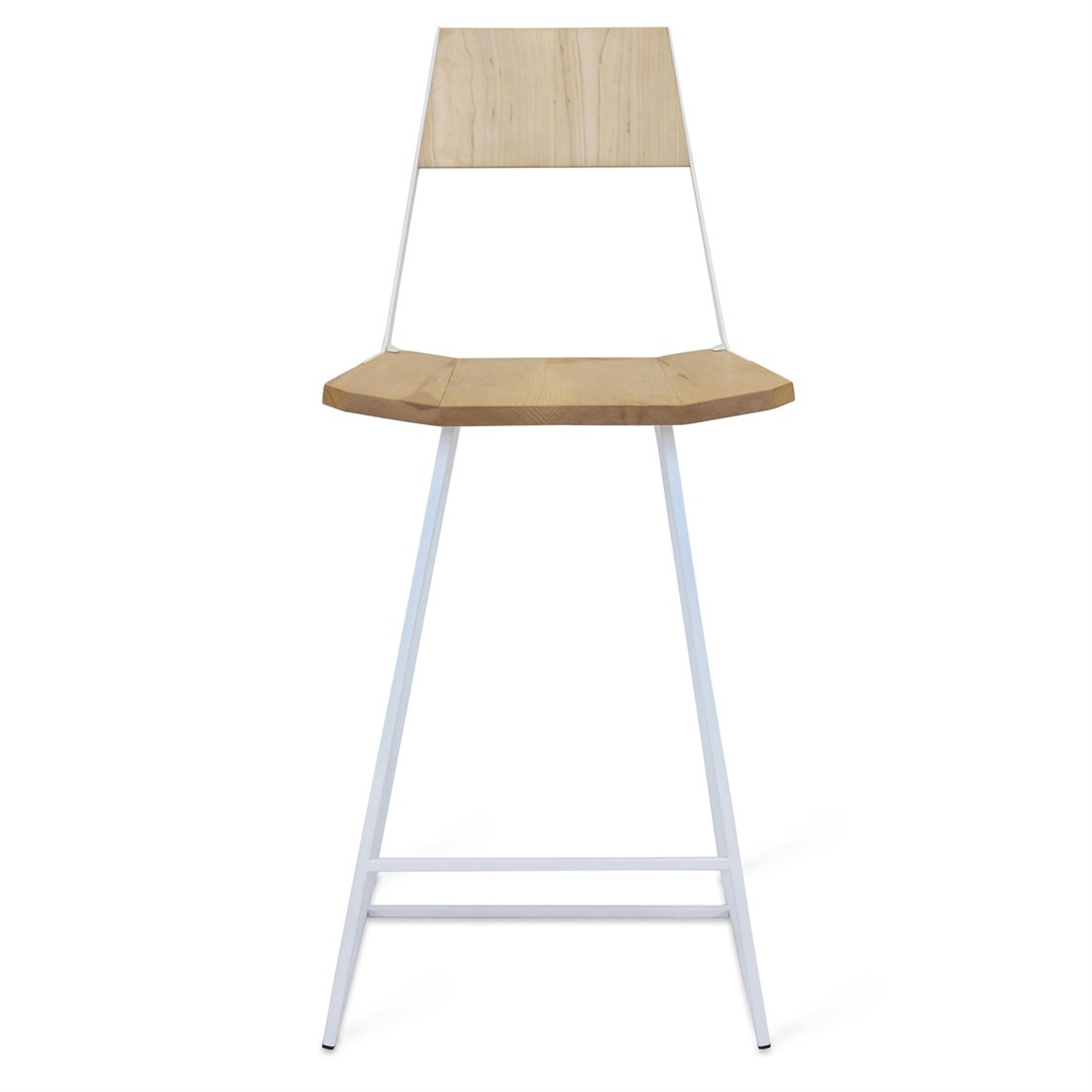 Tronk Design Clarke Collection Maple Wood White Counter Stool