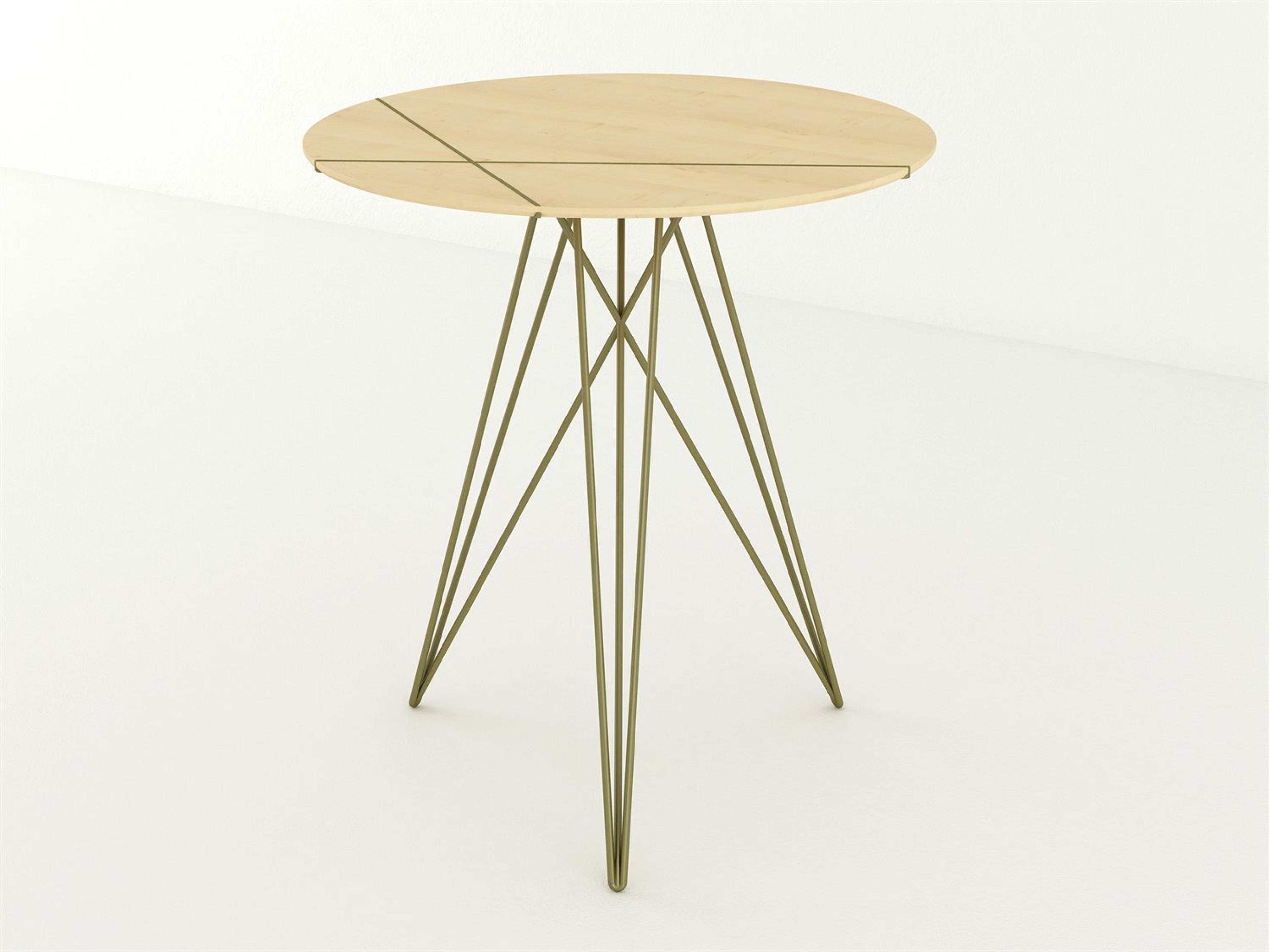 Tronk Design Round Wood Brassy Gold End Table