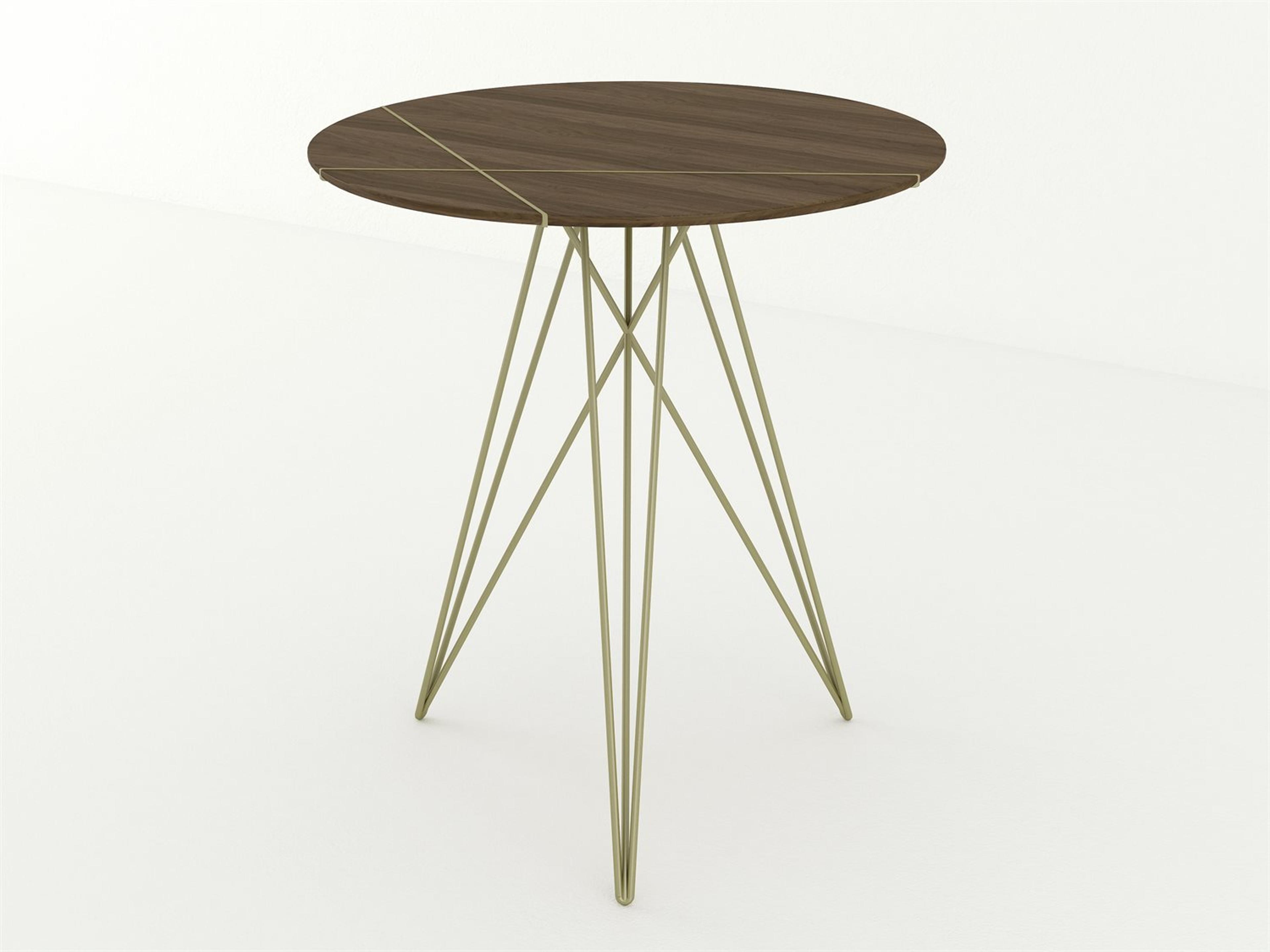 Tronk Design Round Wood Brassy Gold End Table