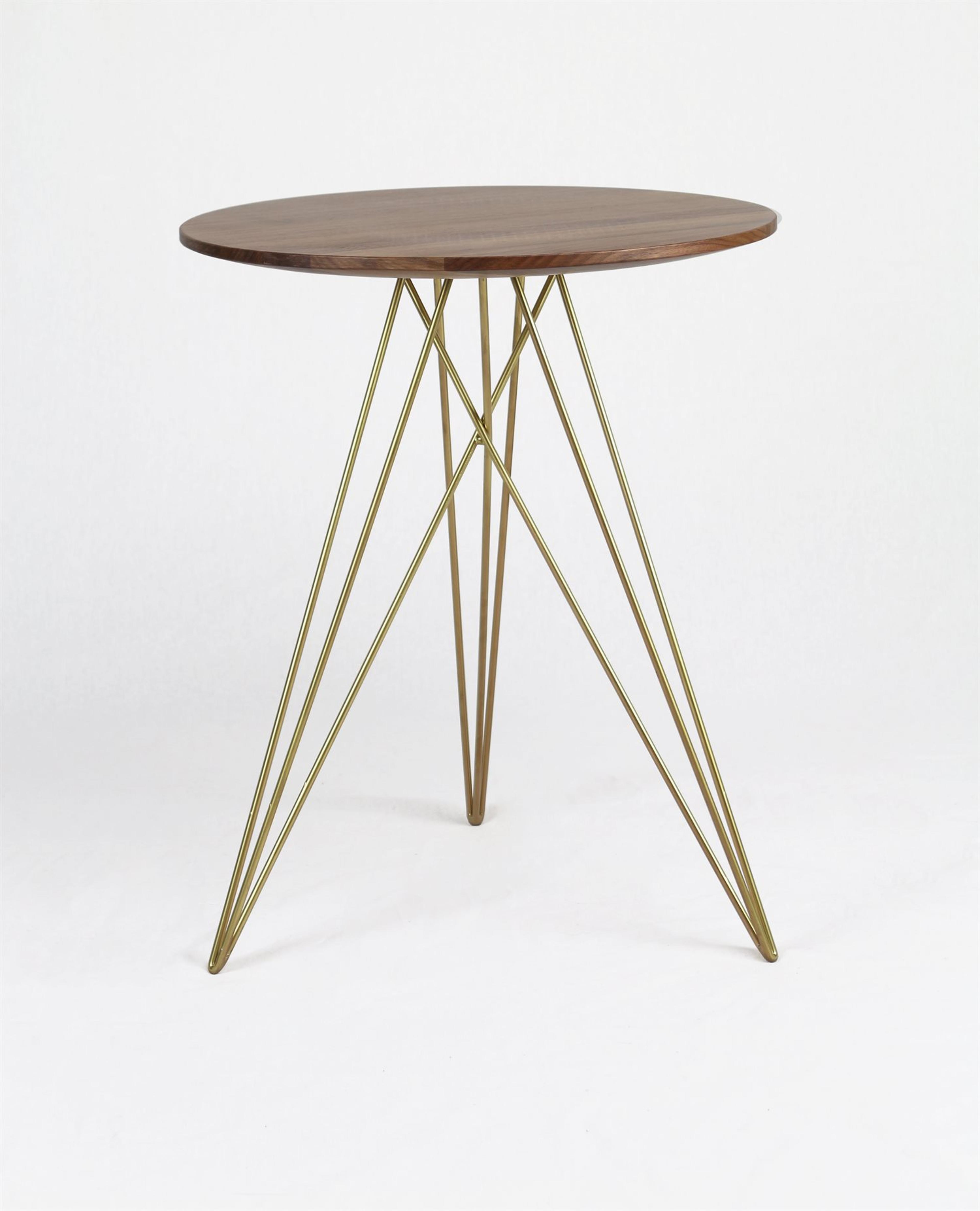 Tronk Design Round Wood Brassy Gold End Table