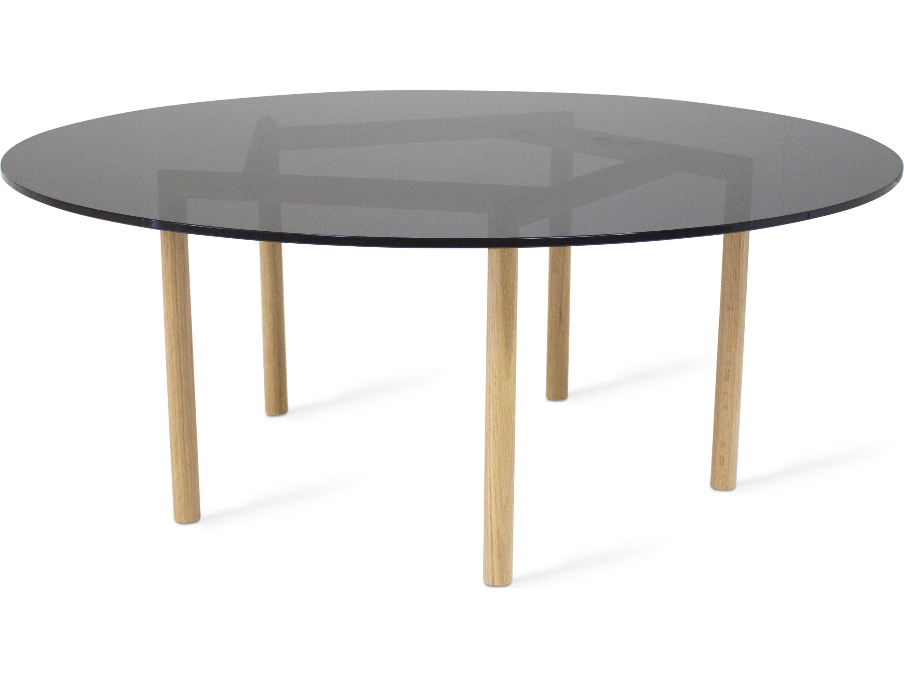 Gallagher Round Glass Smoked Oak Coffee Table
