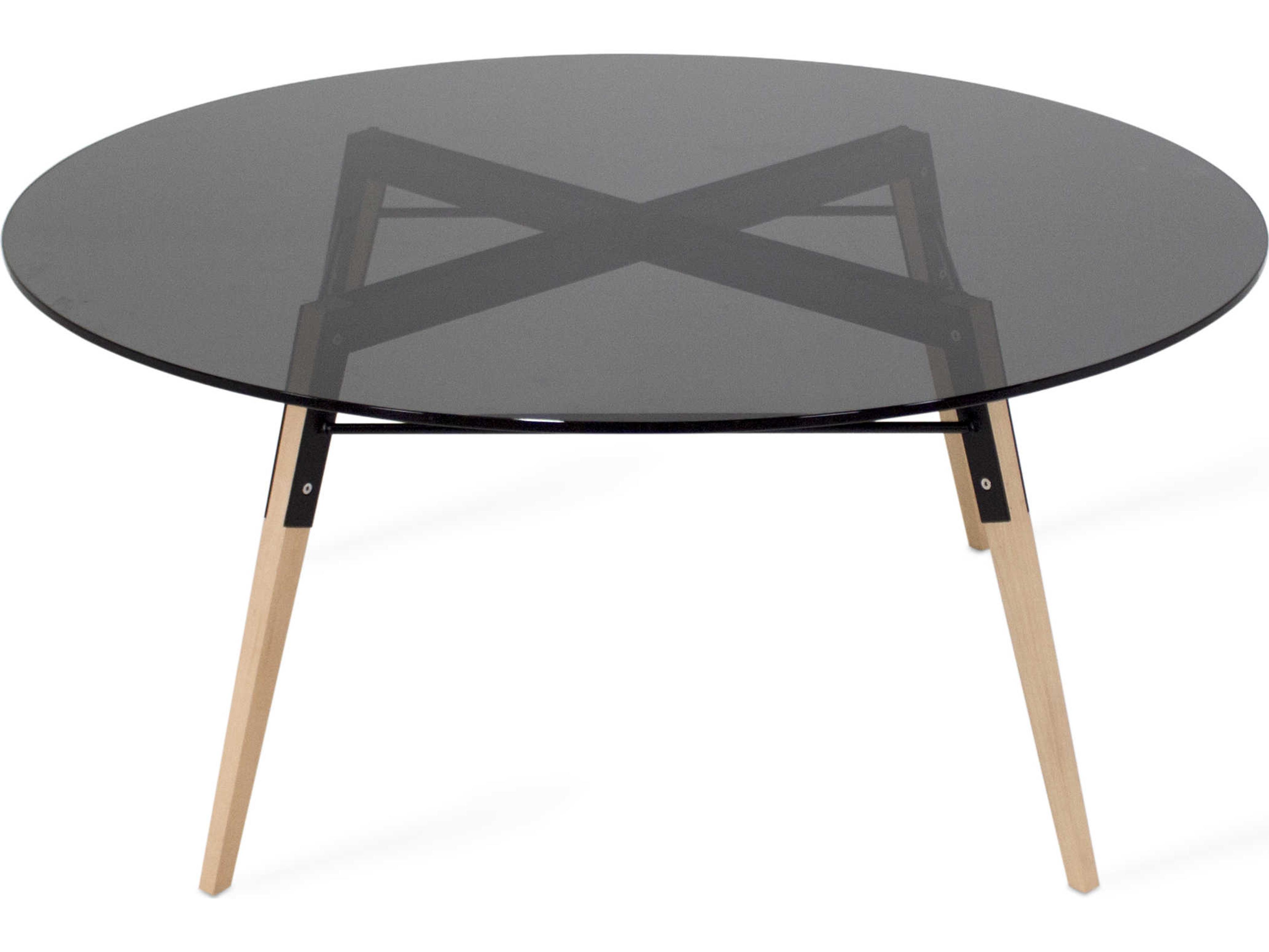 Ross Round Glass Black Maple Coffee Table