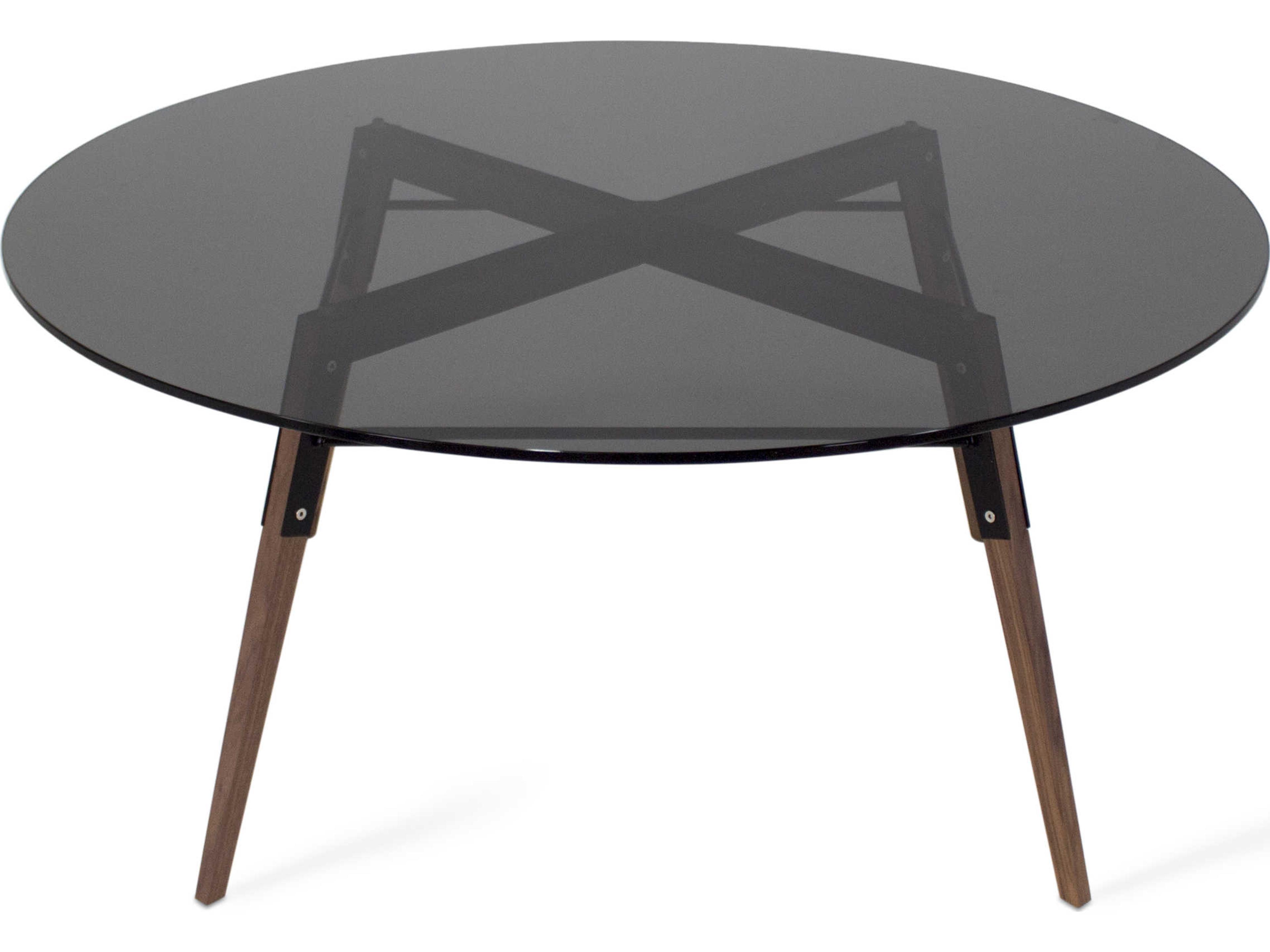 Ross Round Glass Black Walnut Coffee Table
