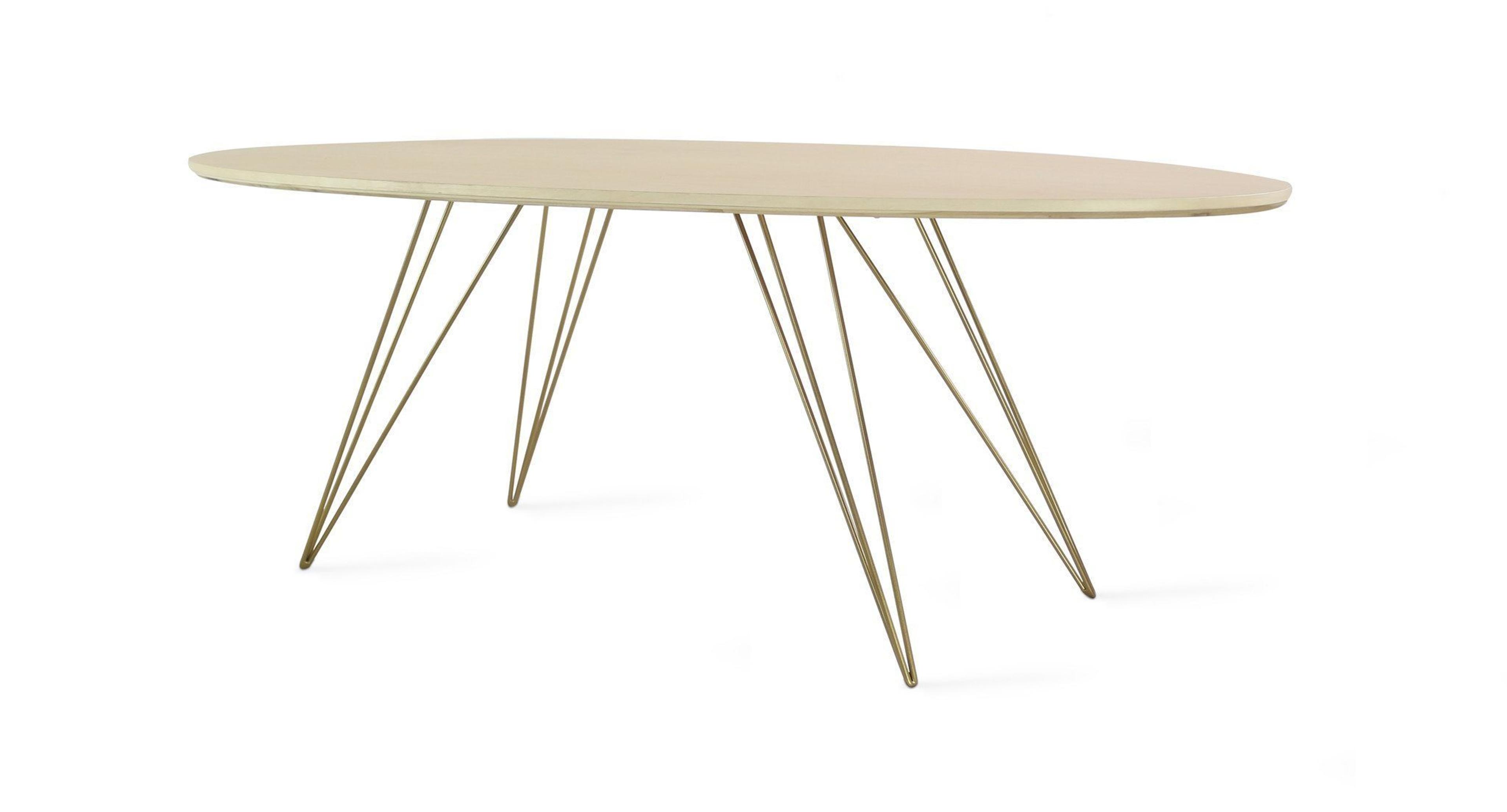 Tronk Design Williams Table Collection Oval Wood Brassy Gold Coffee