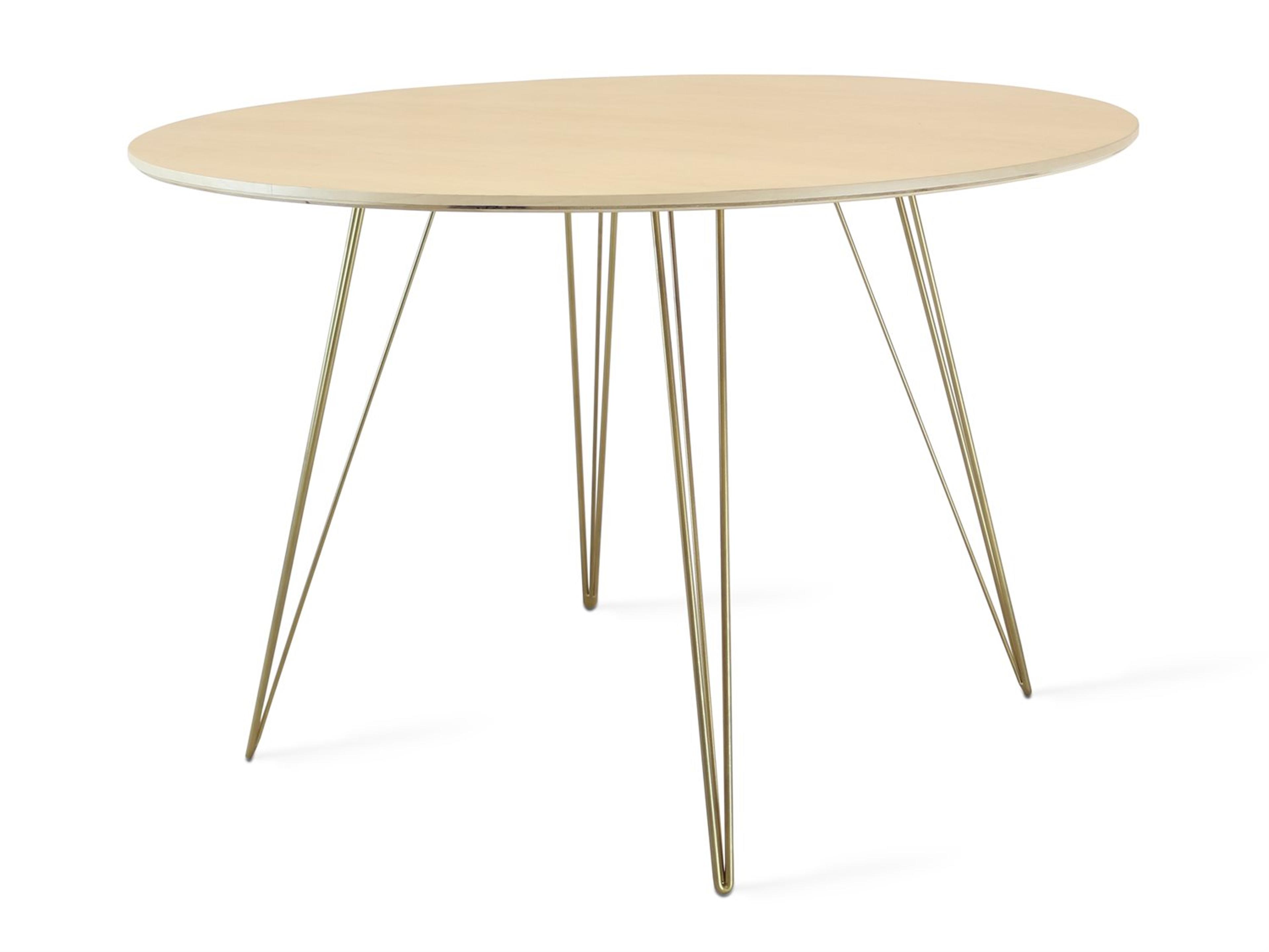 Tronk Design Williams Table Collection Round Wood Brassy Gold Dining