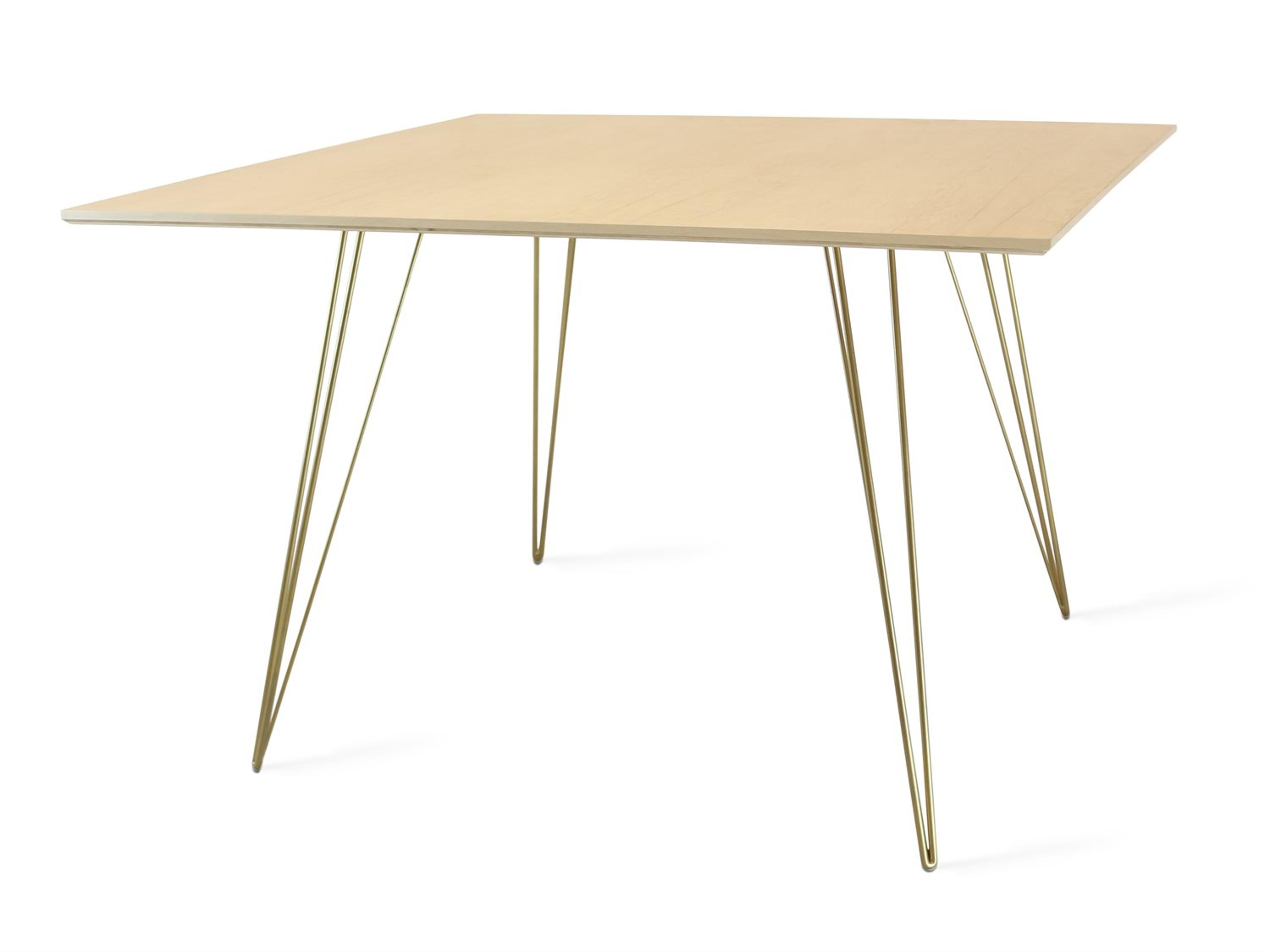 Tronk Design Williams Table Collection Square Wood Brassy Gold Dining