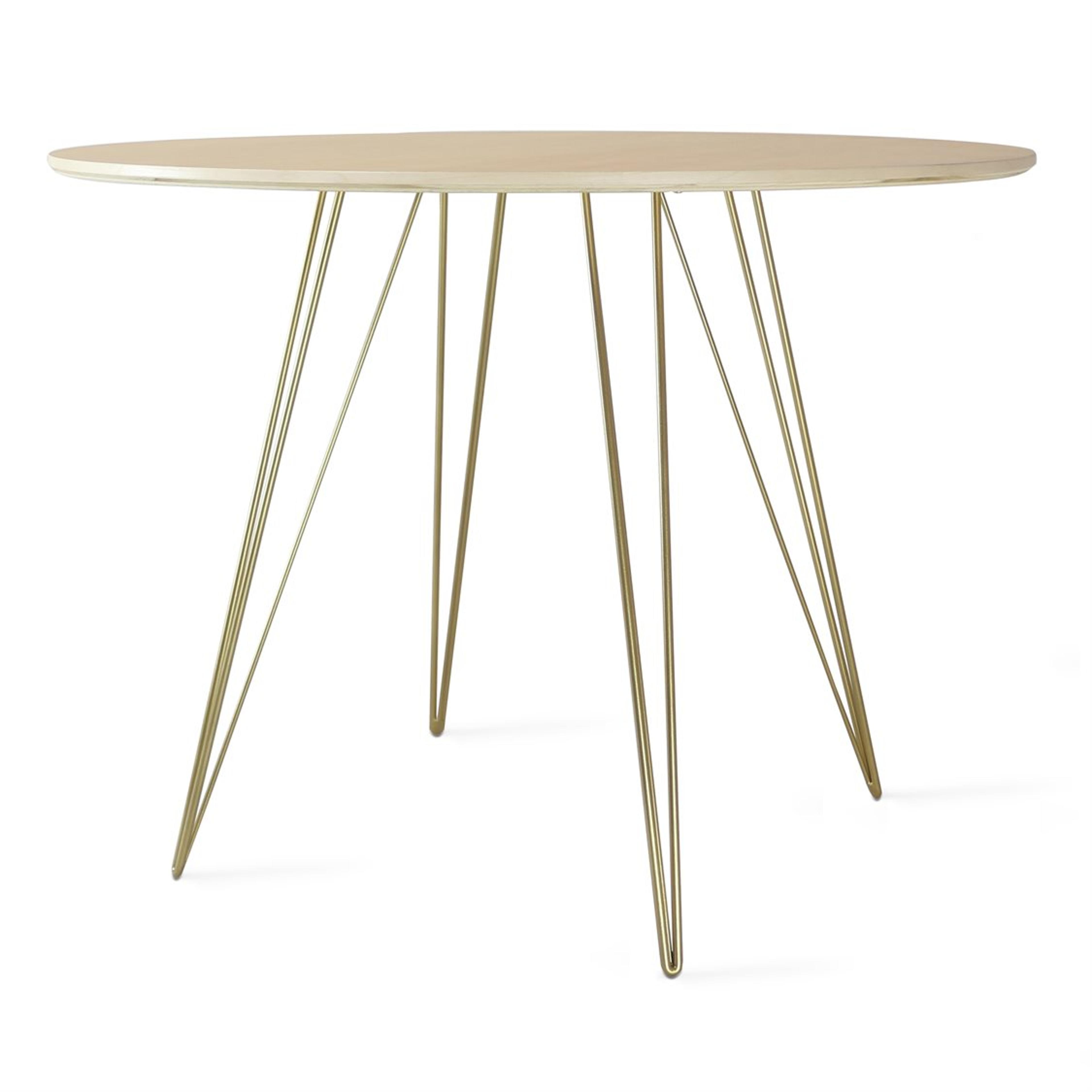 Tronk Design Williams Table Collection Round Wood Brassy Gold Dining