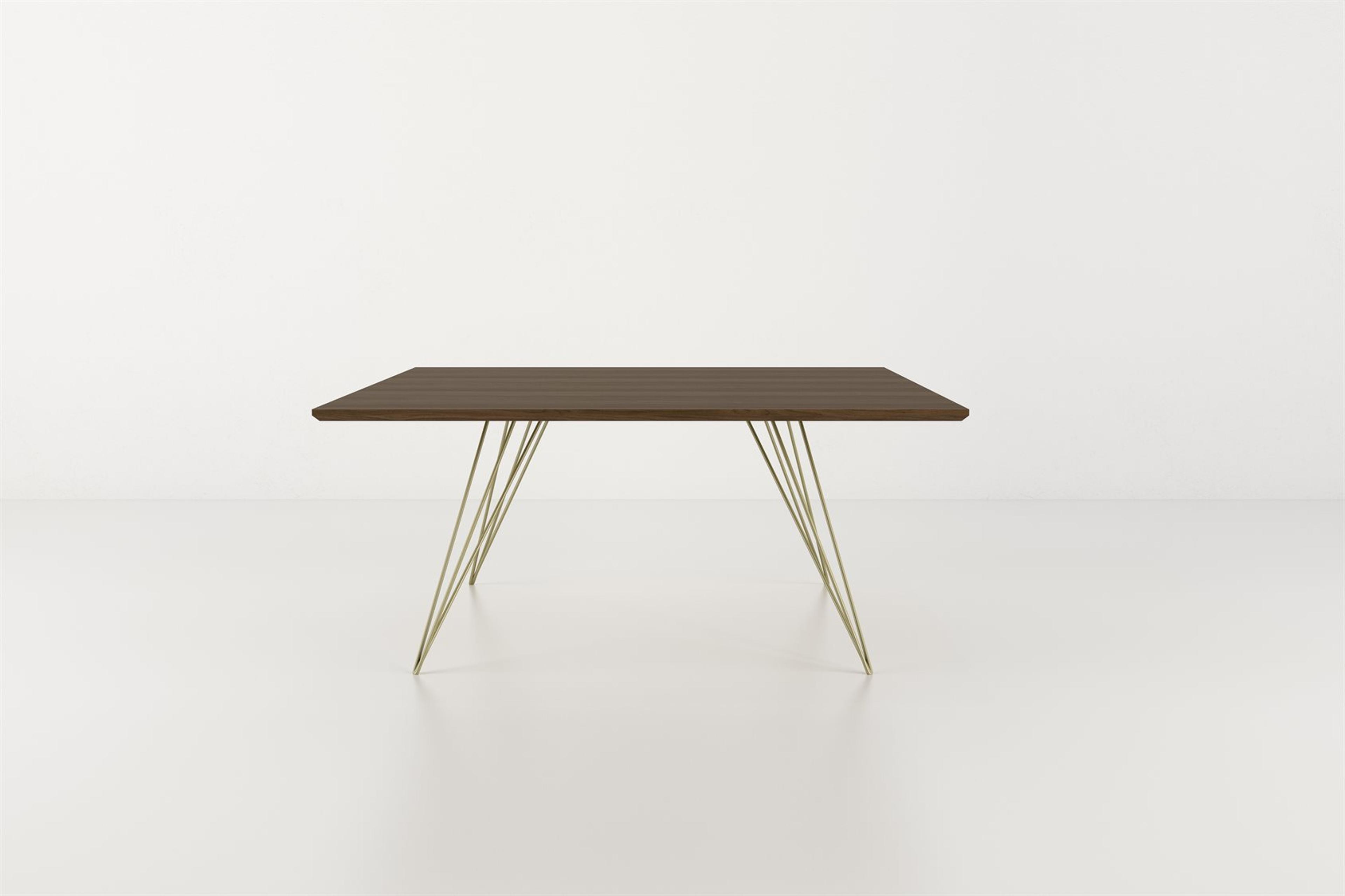 Tronk Design Williams Table Collection Square Wood Brassy Gold Dining