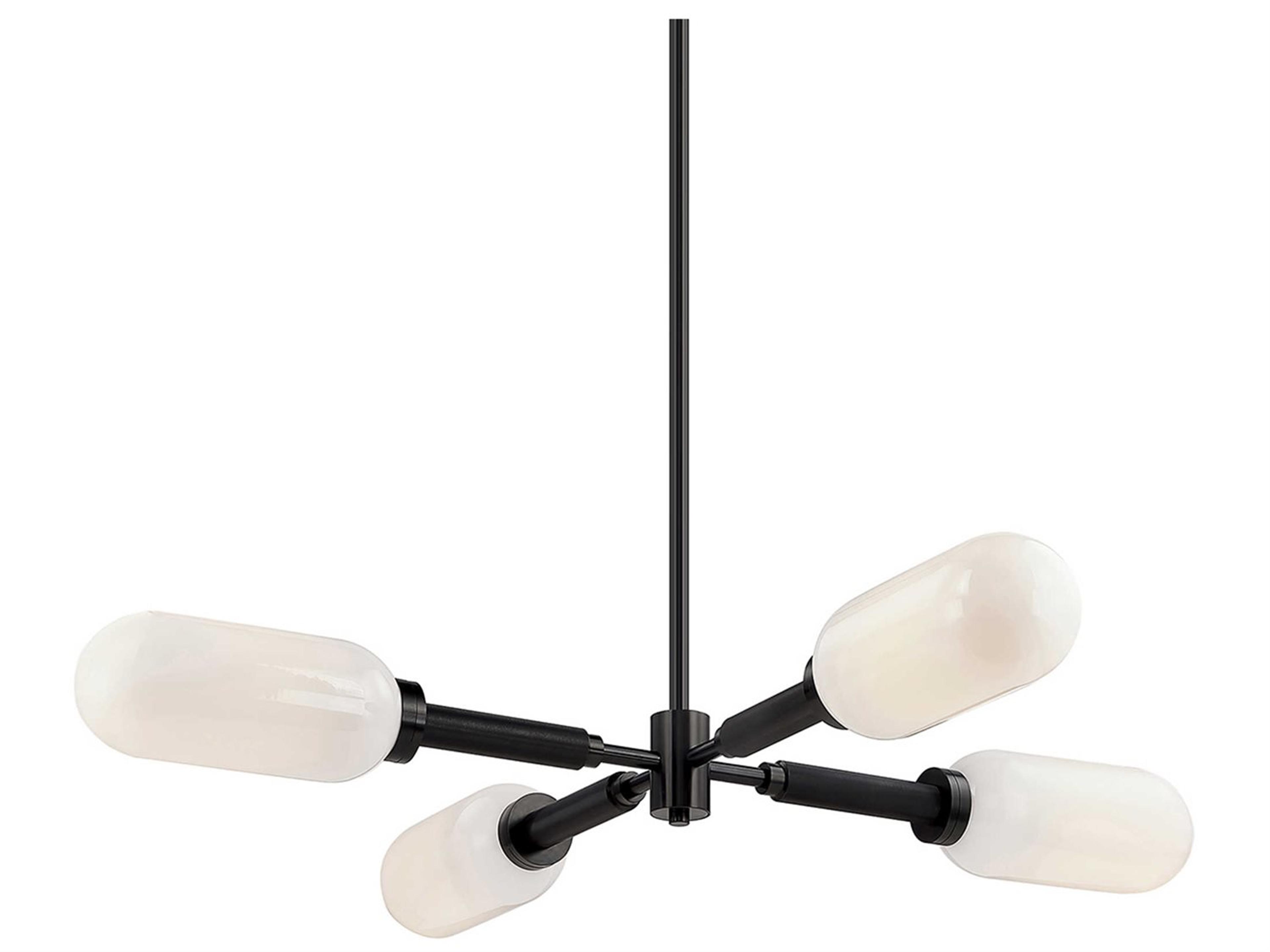 Troy Lighting Annex 4-Light Anodized Black Glass Cylinder Chandelier