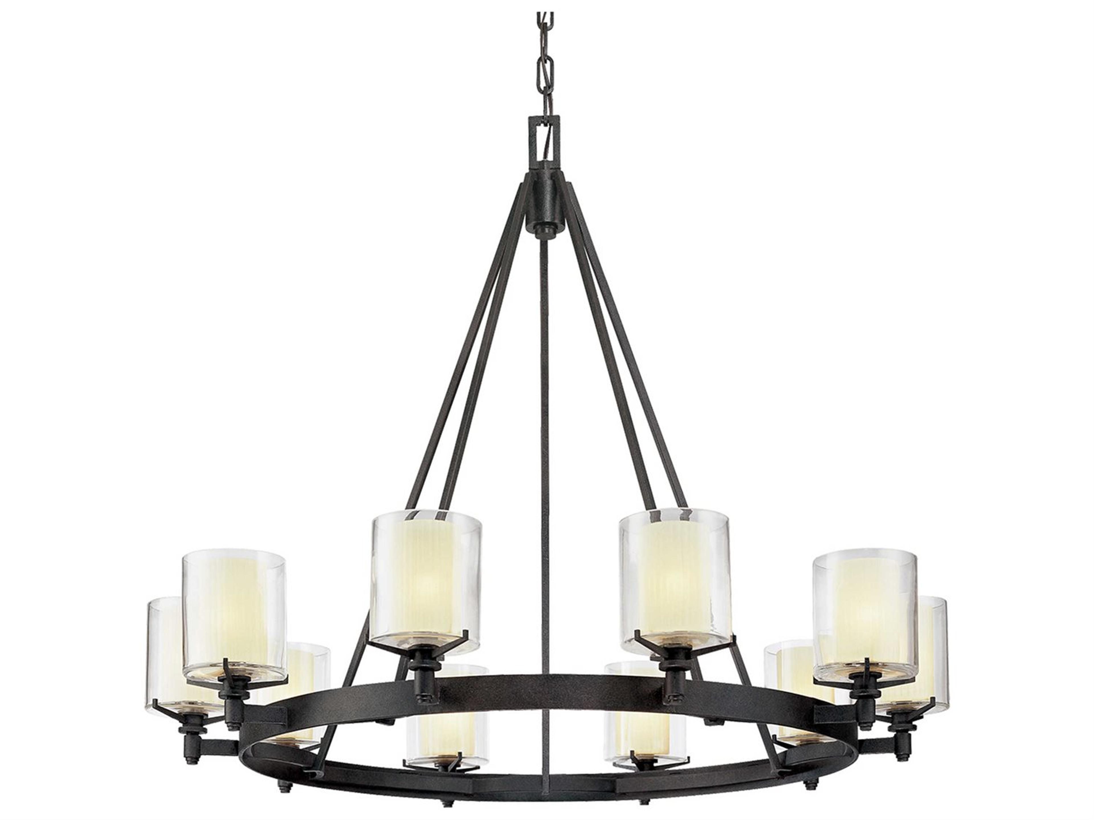 Troy Lighting Arcadia 10-Light French Iron Black Glass Candelabra Cylinder Chandelier