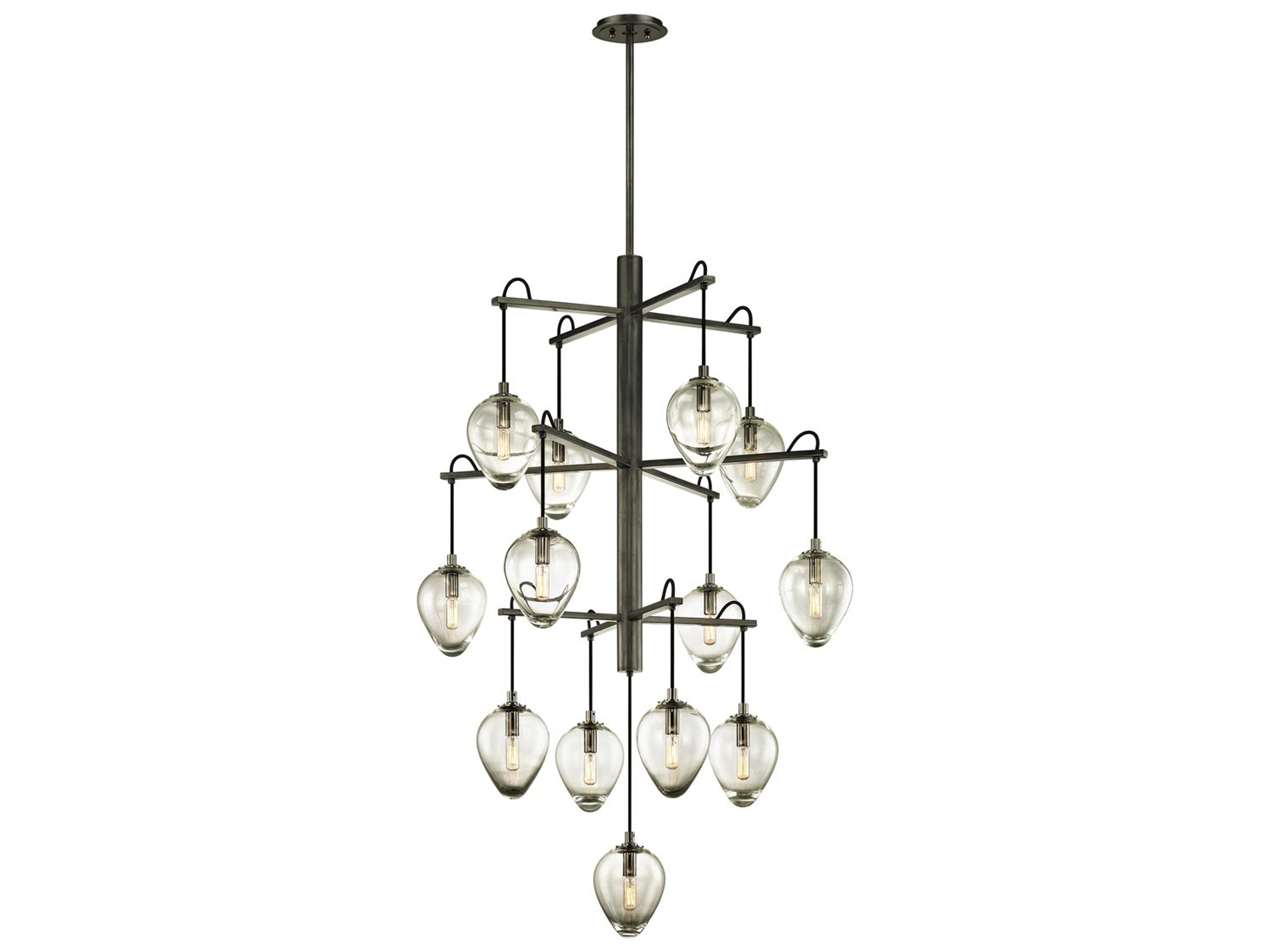 Troy Lighting Brixton 13-Light Gunmetal Glass Tiered Pendant
