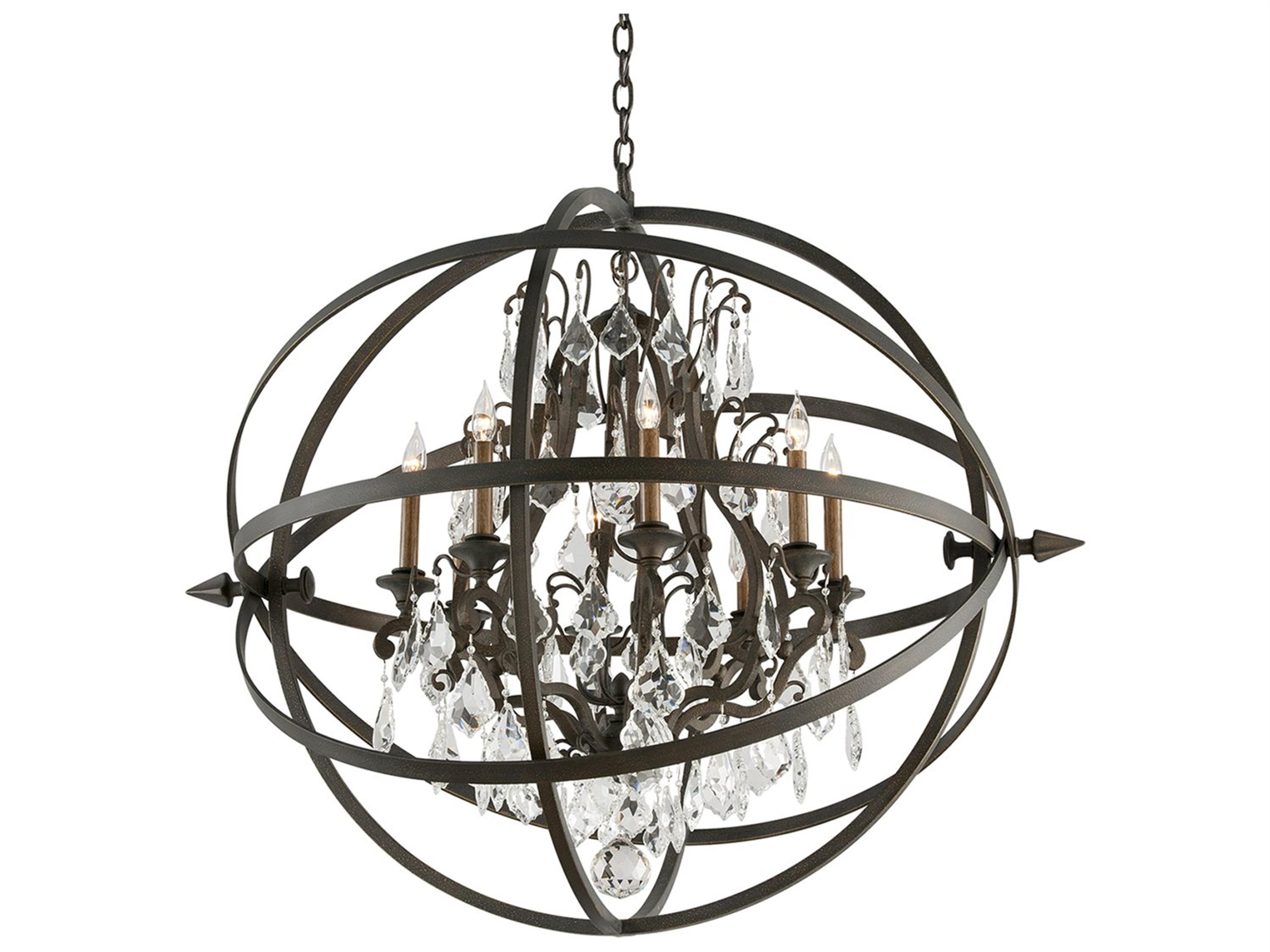 Troy Lighting Byron 8-Light Vintage Bronze Crystal Candelabra Globe Chandelier