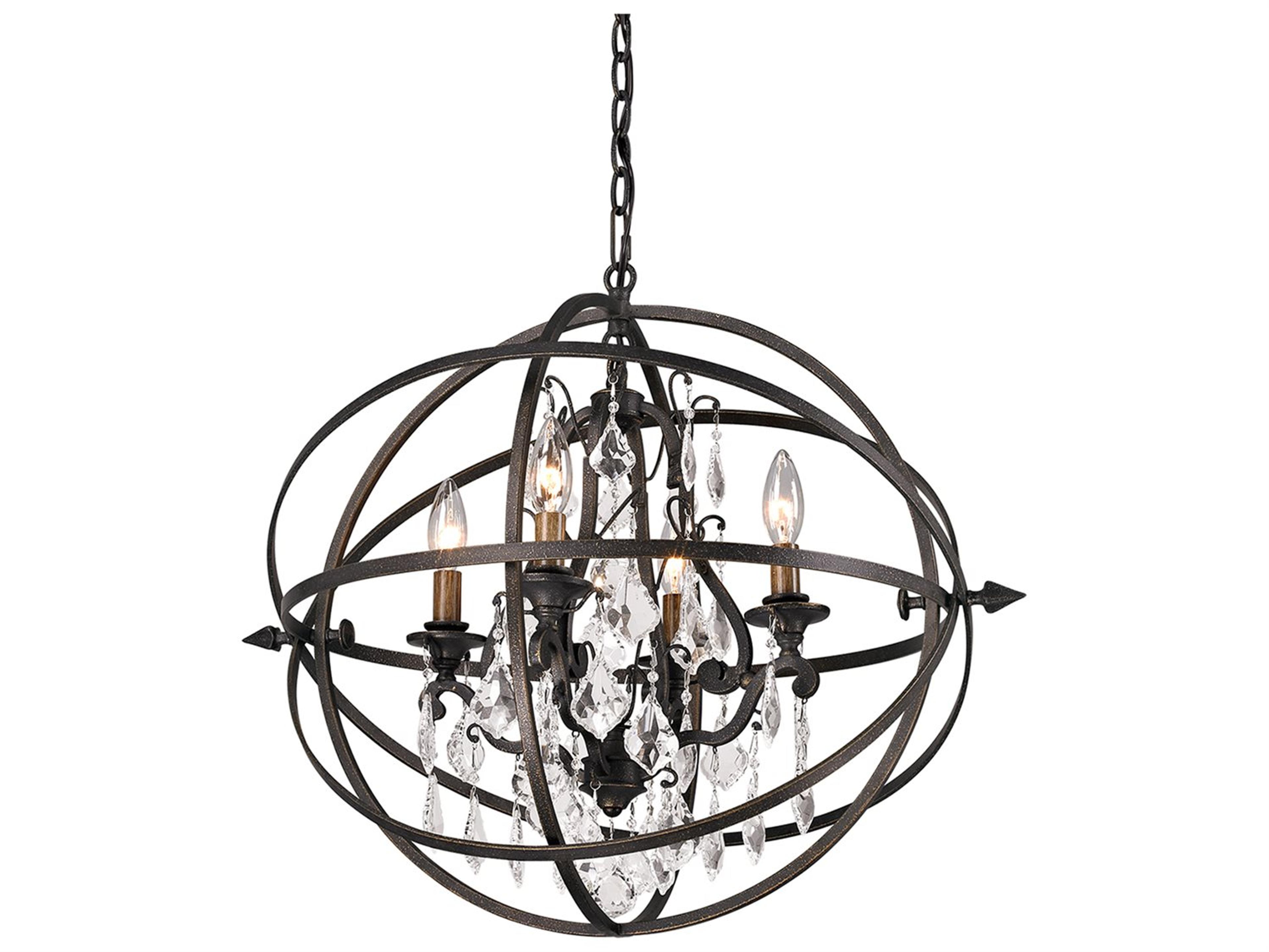 Troy Lighting Byron 4-Light Vintage Bronze Crystal Candelabra Globe Chandelier