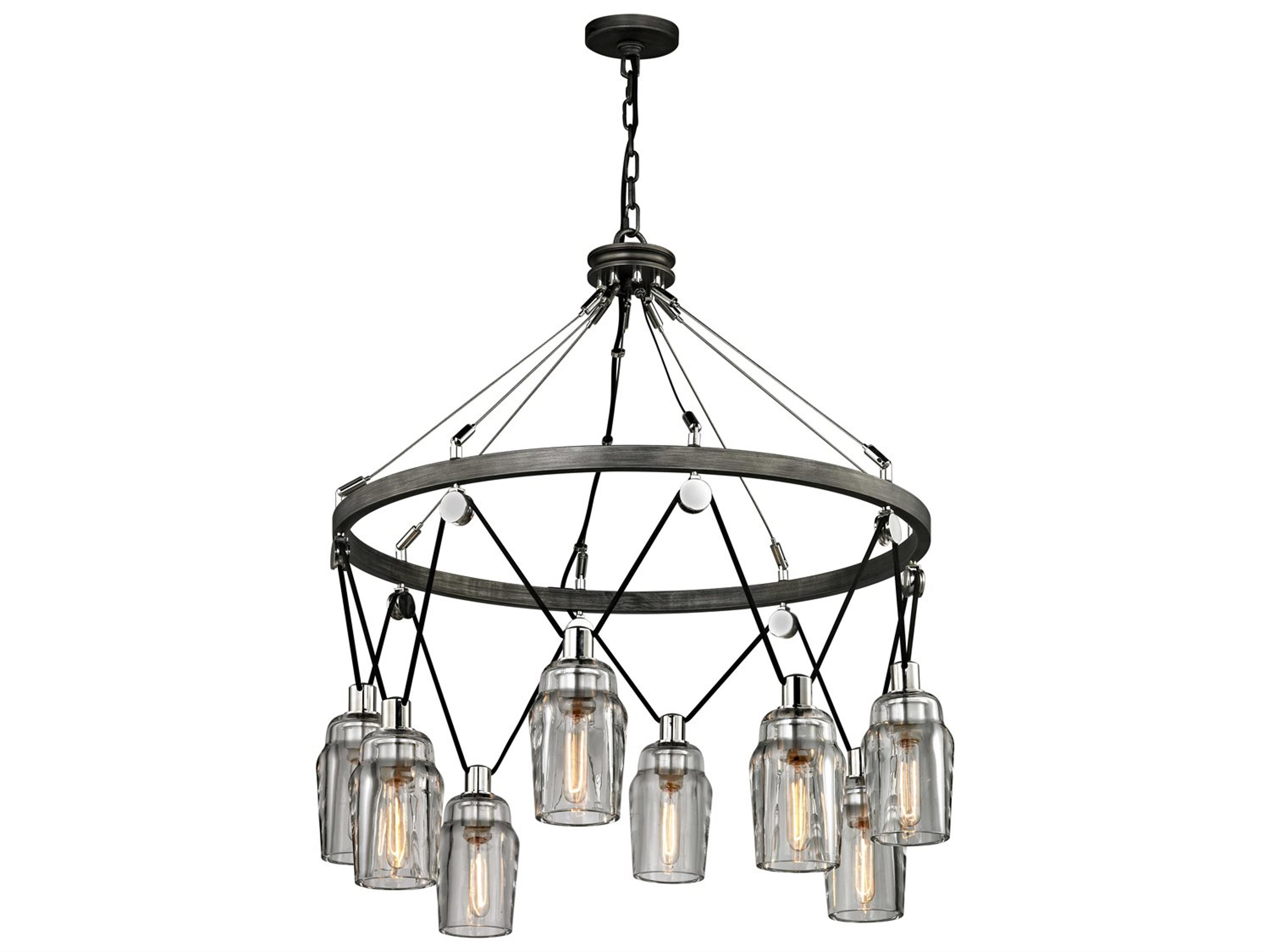 Troy Lighting Citizen 8-Light Graphite Gray Glass Cylinder Pendant