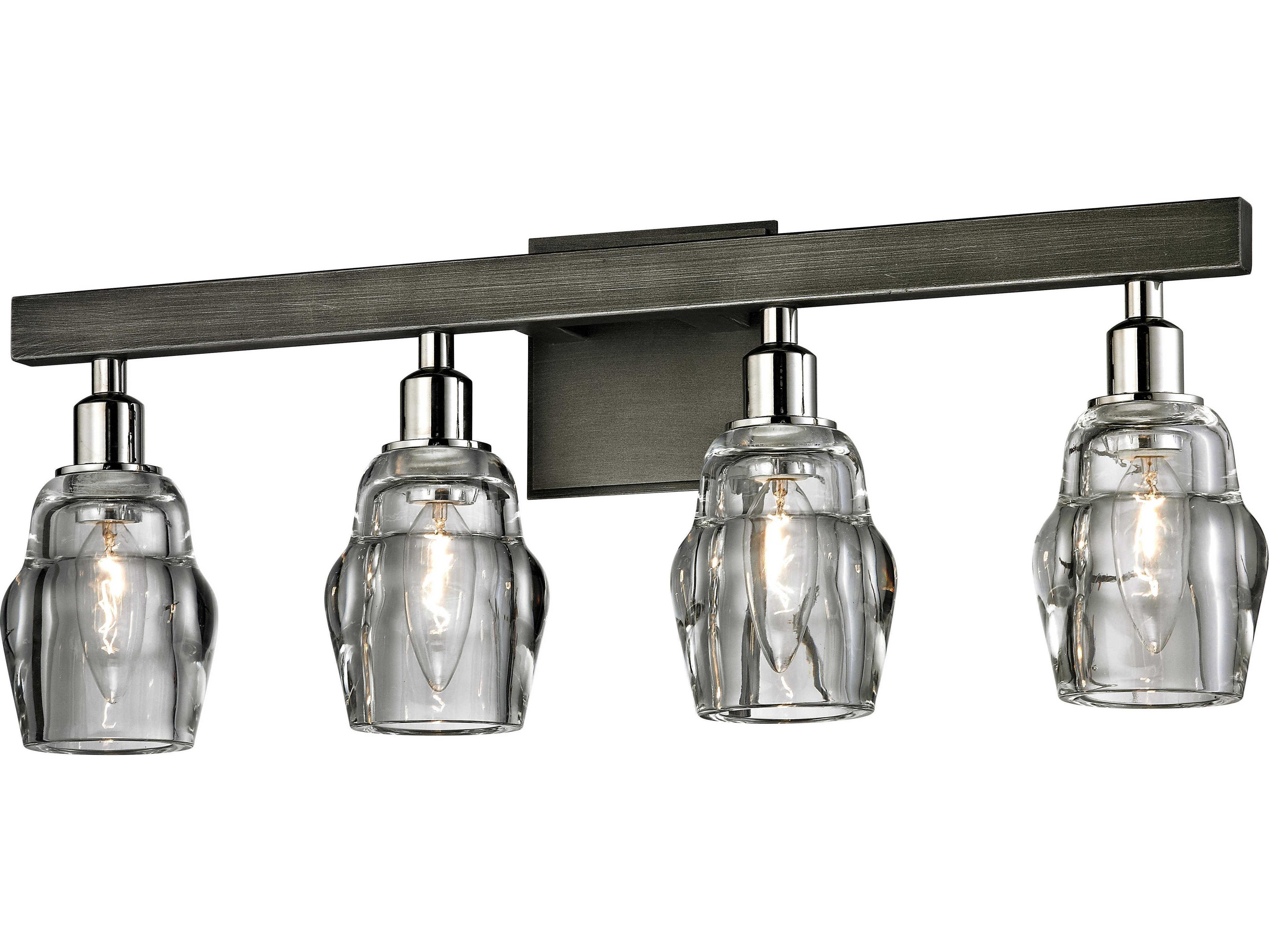 Troy Lighting Citizen 4-Light Graphite Polished Nickel Gray Glass Vanity Light