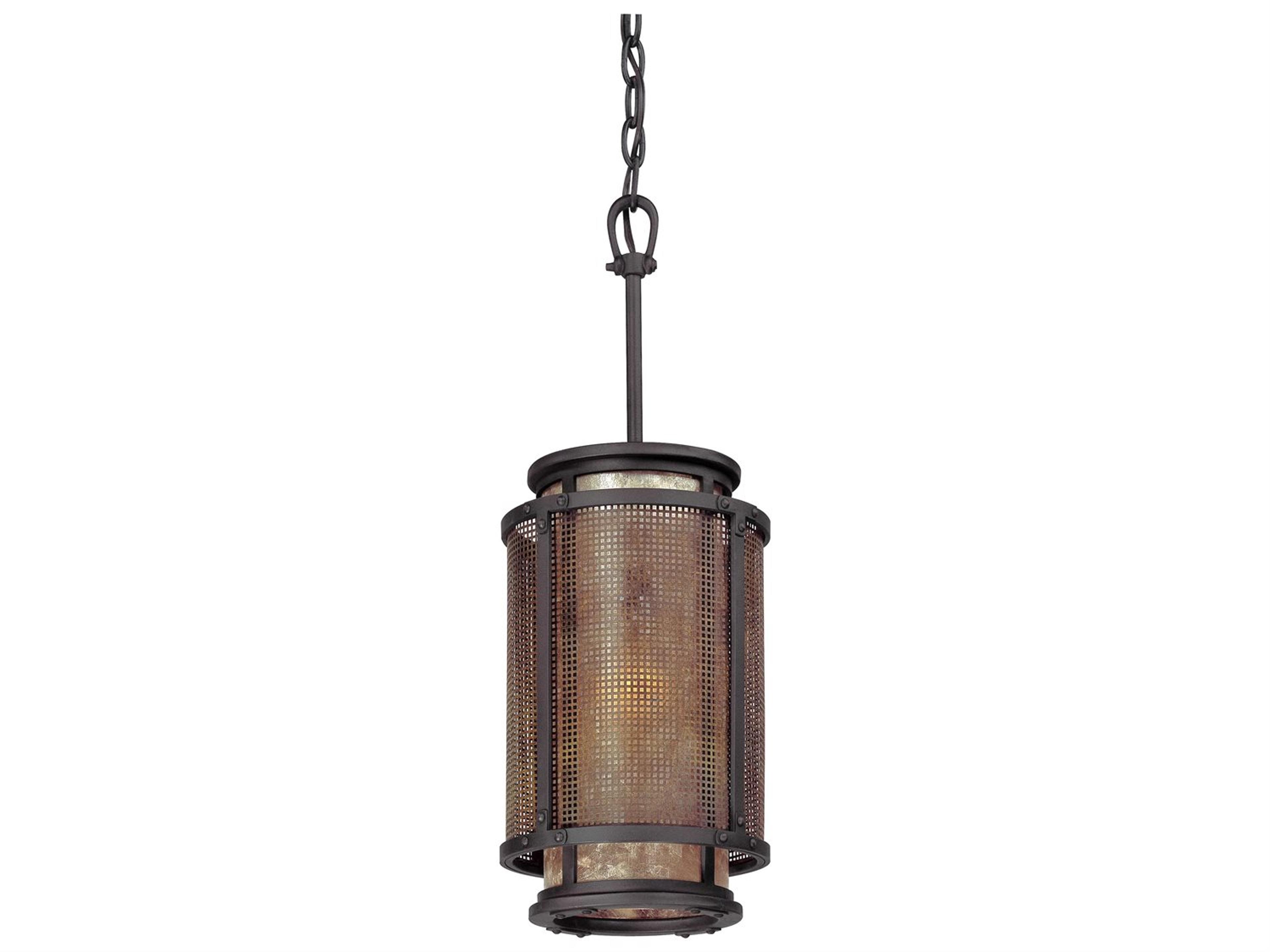 Troy Lighting Copper Mountain 1-Light Bronze Glass Cylinder Mini Pendant
