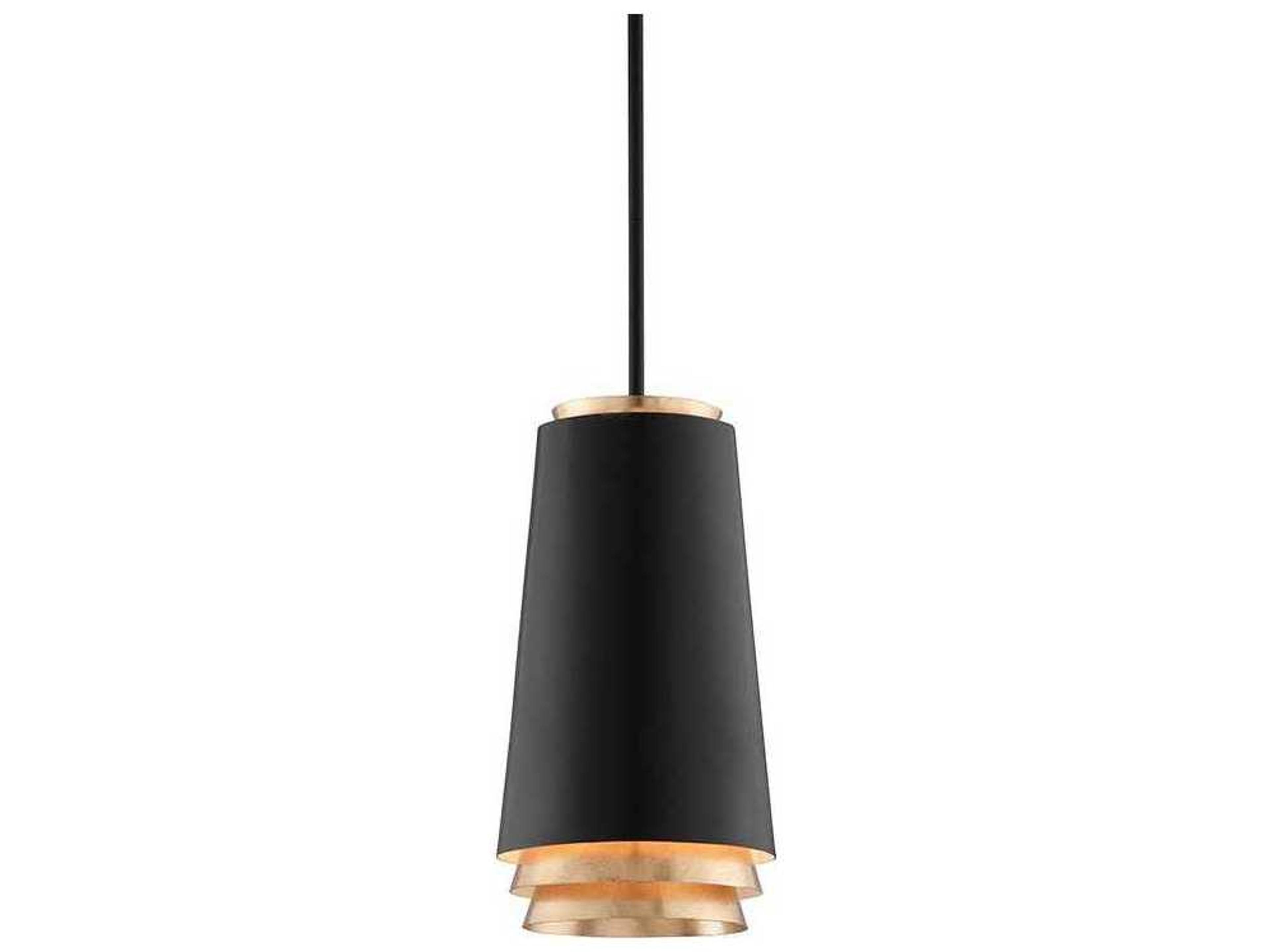 Troy Lighting Fahrenheit 1-Light Textured Black With Gold Leaf Accents LED Mini Pendant