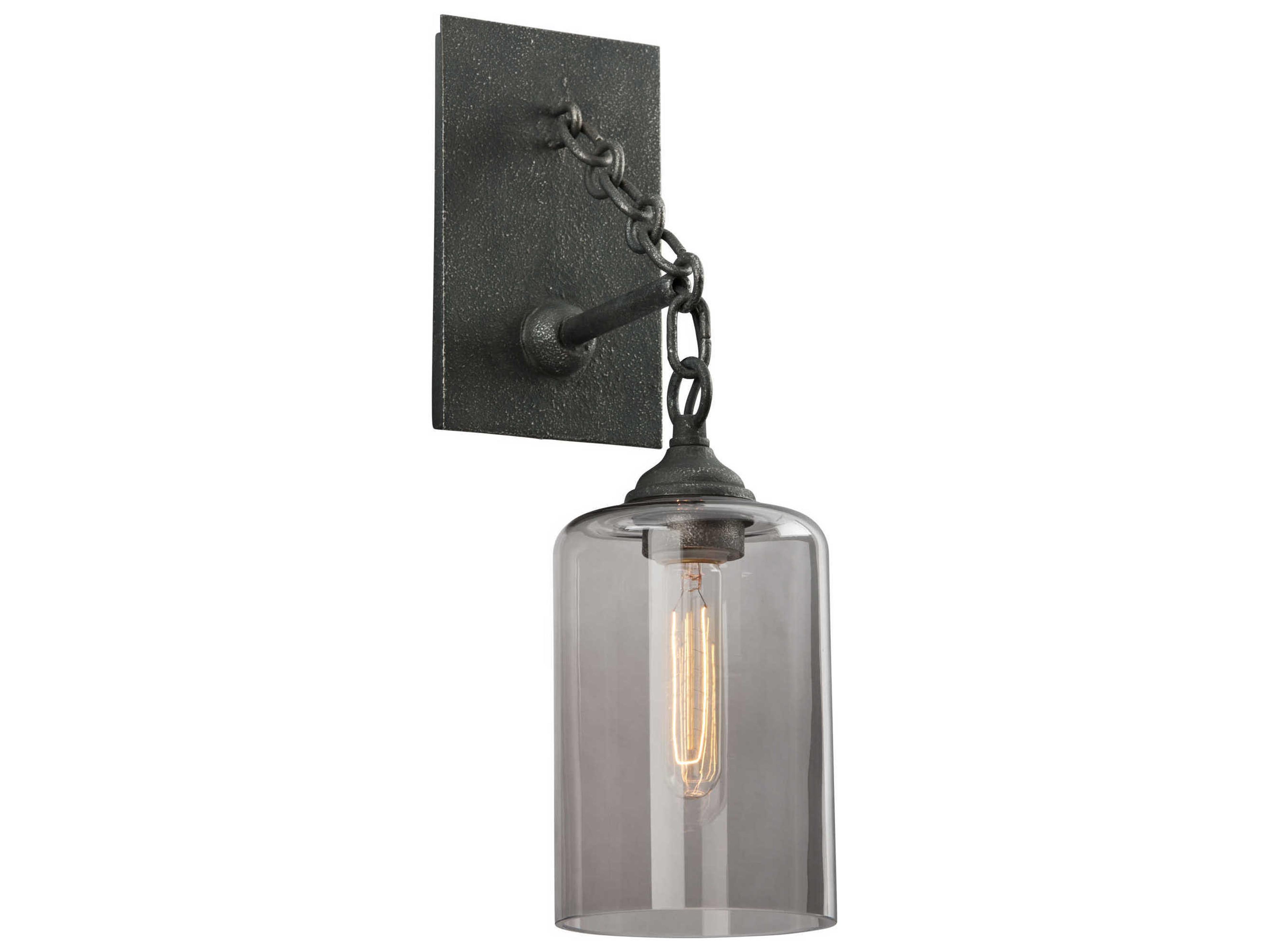 Troy Lighting Gotham 1-Light Aged Silver Glass Wall Sconce