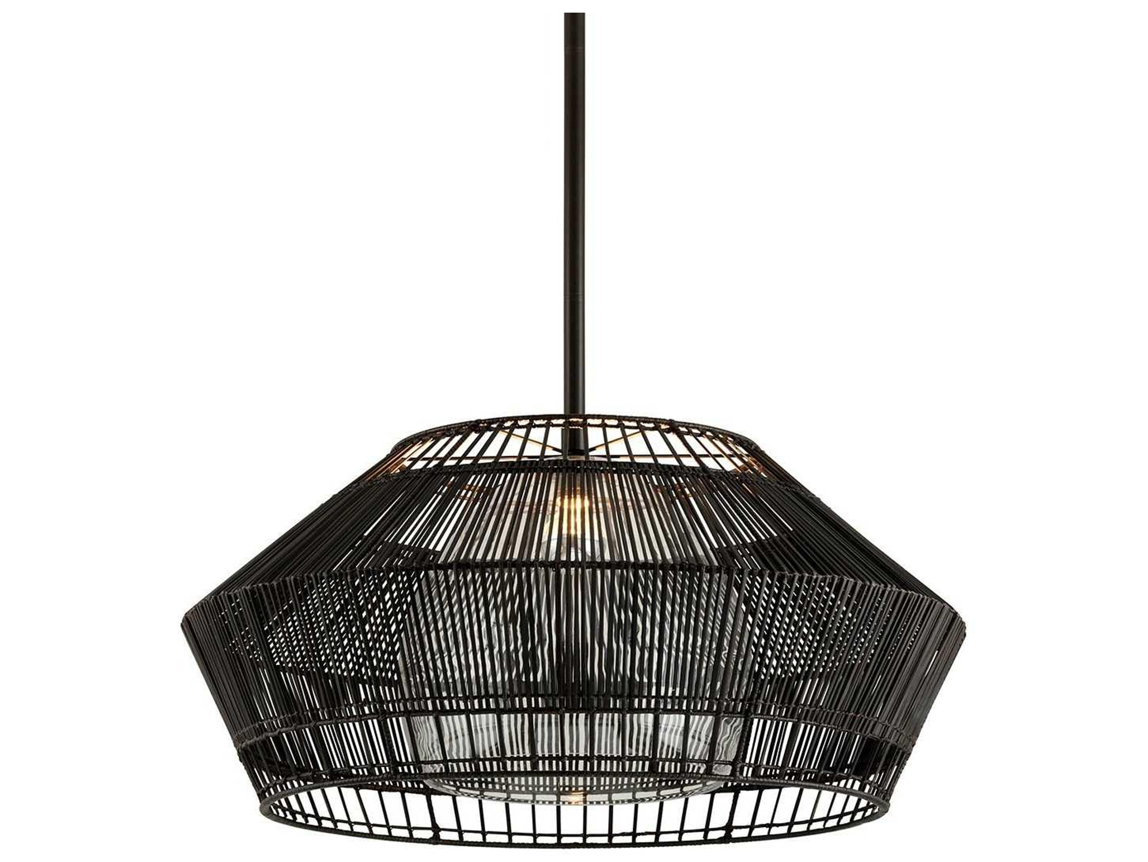 Troy Lighting Hunters Point 1-Light Dark Espresso Black Glass Bowl Dome Pendant
