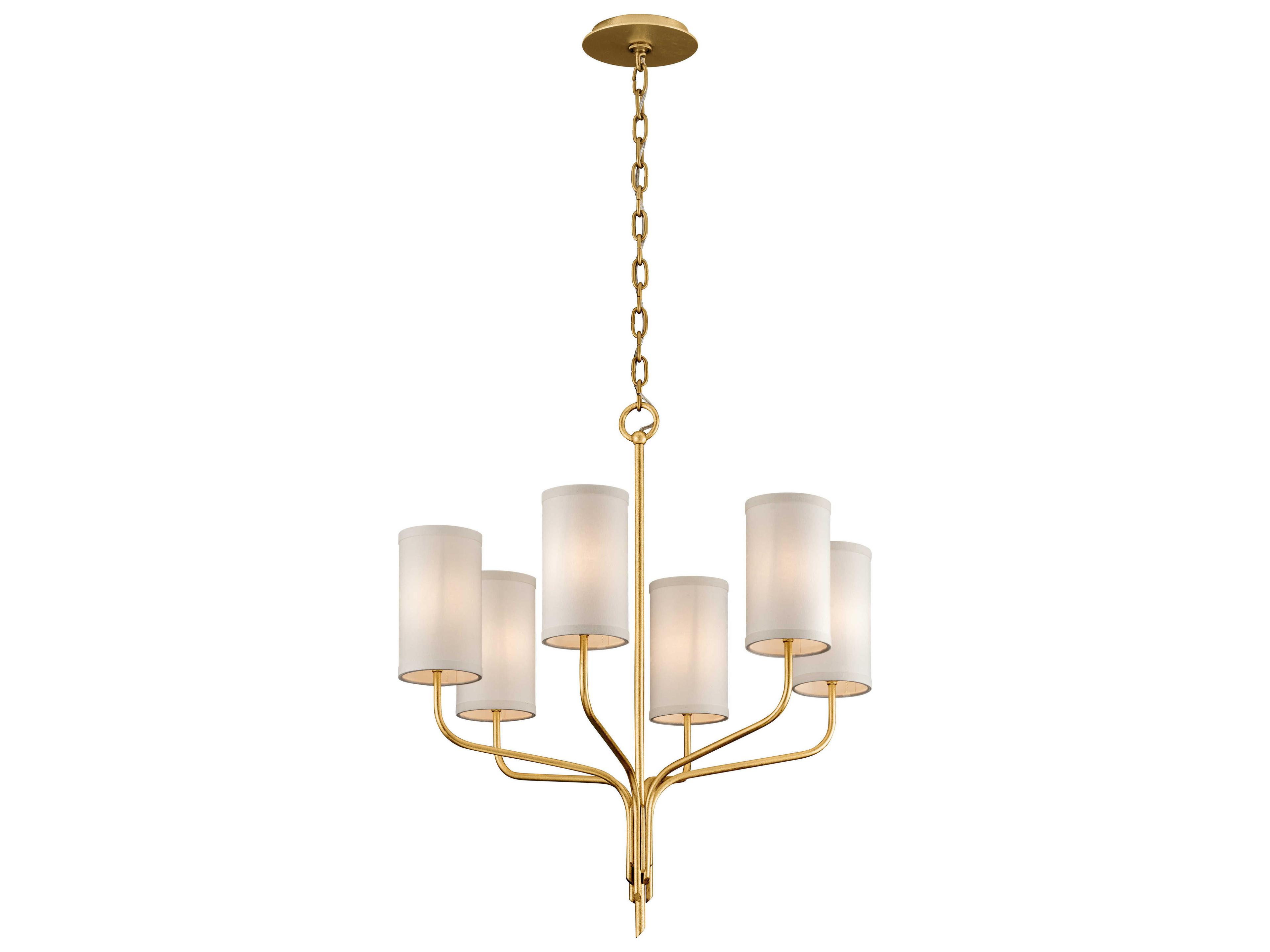 Troy Lighting Juniper 6-Light Textured Gold Leaf Cylinder Chandelier