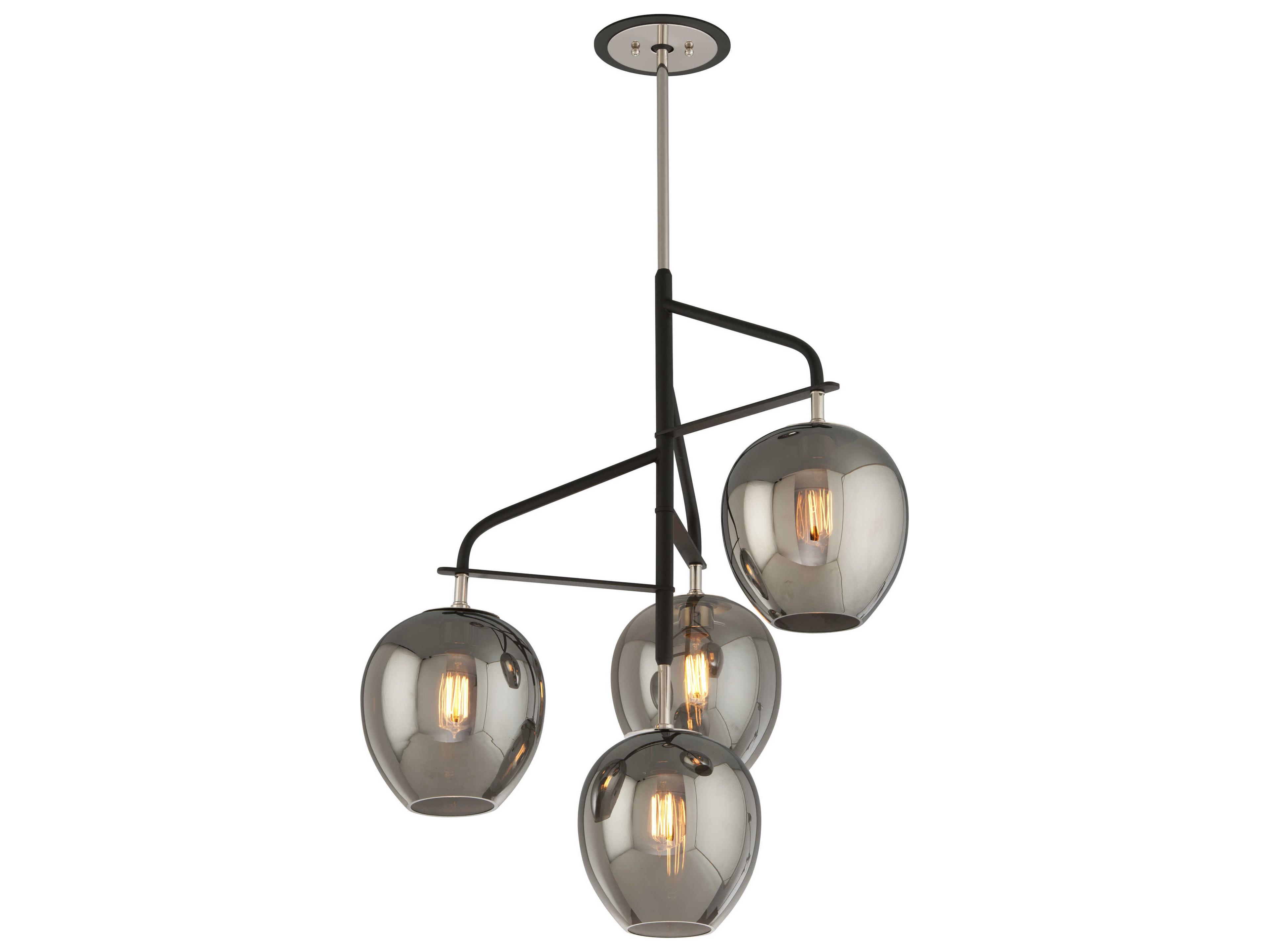 Troy Lighting Odyssey 4-Light Carbide Black And Polished Nickel Glass Globe Pendant