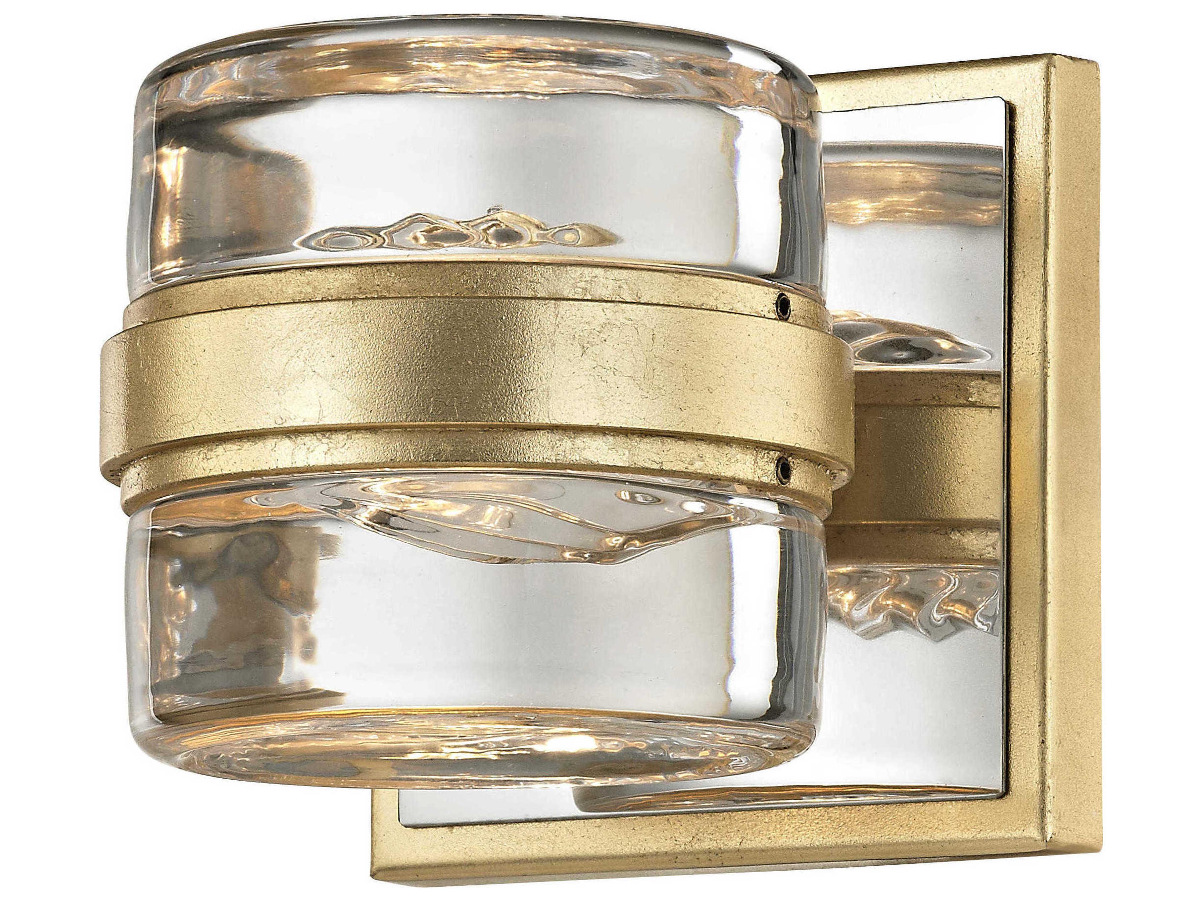 Troy Lighting Splash 1-Light Gold Leaf Polished Chrome Glass LED Wall Sconce