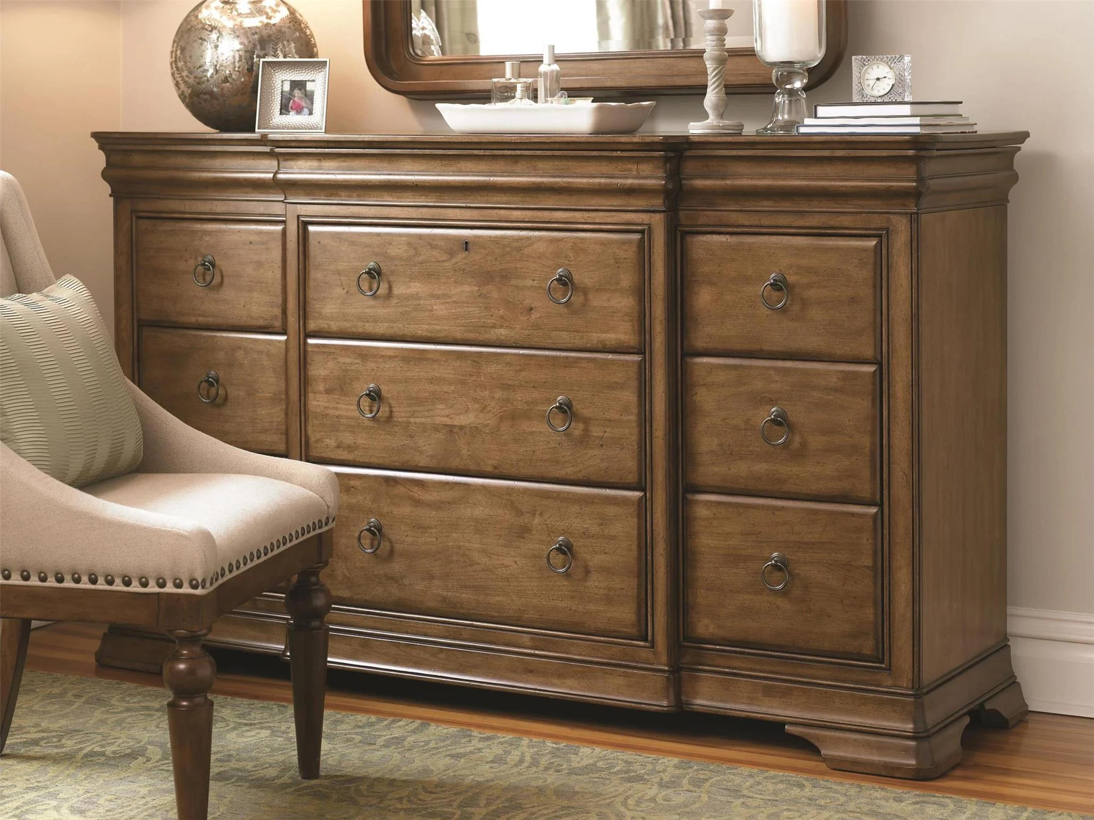 Universal Furniture New Lou Brown 9-Drawer Triple Dresser