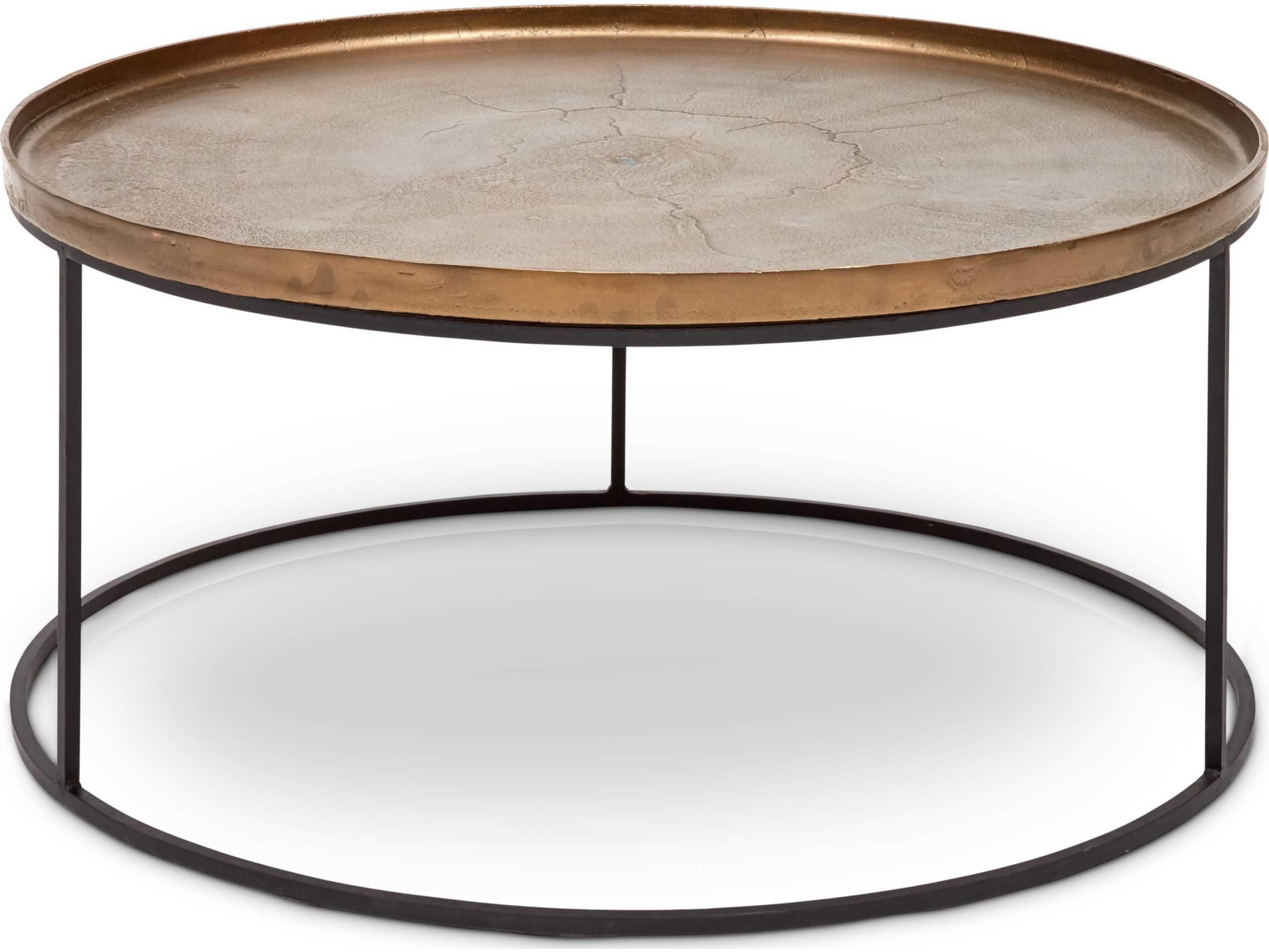 Urbia Elements Round Metal Antique Brass Black Coffee Table