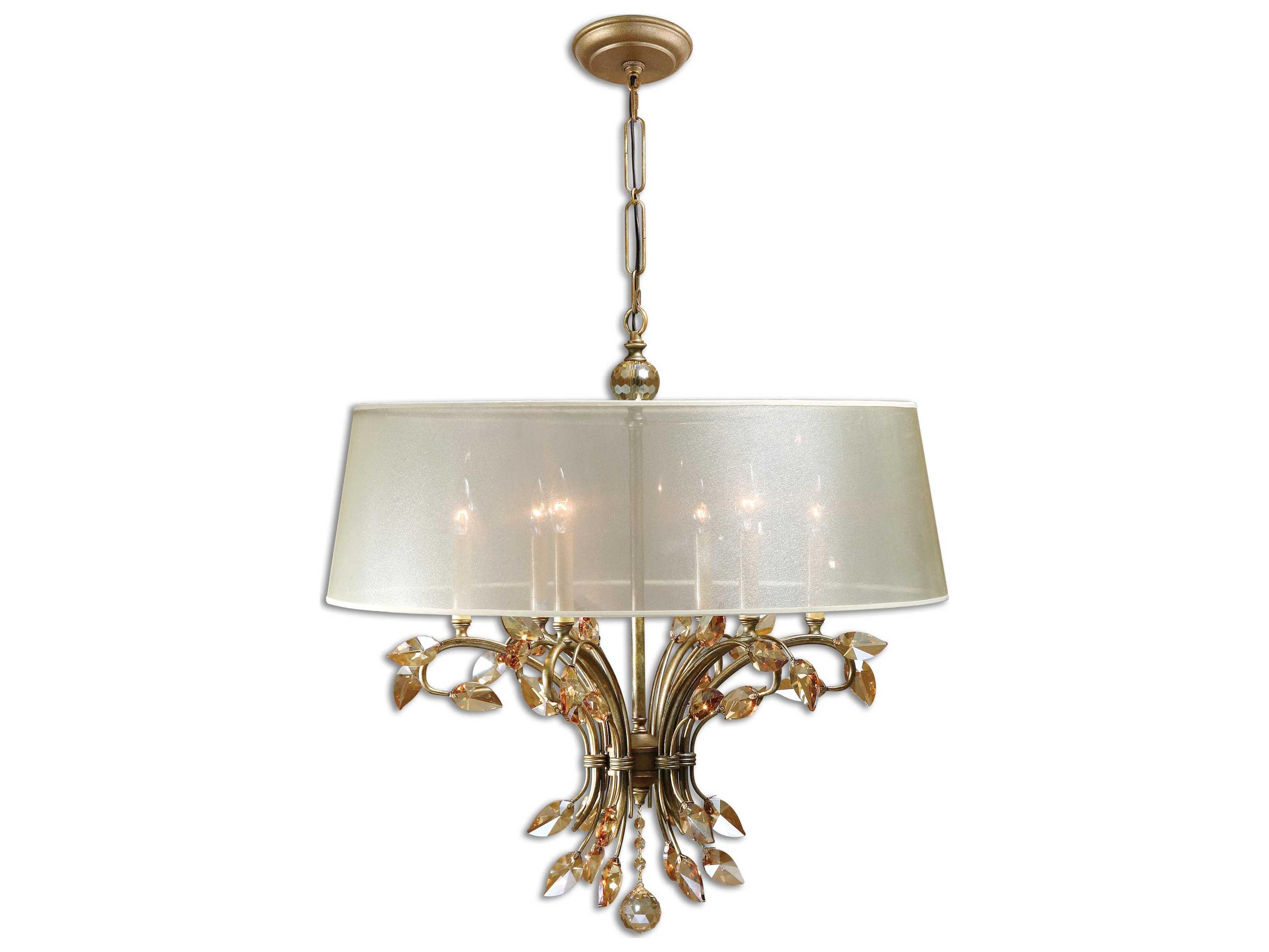 Uttermost Alenya 6-Light Burnished Gold Crystal Candelabra Chandelier