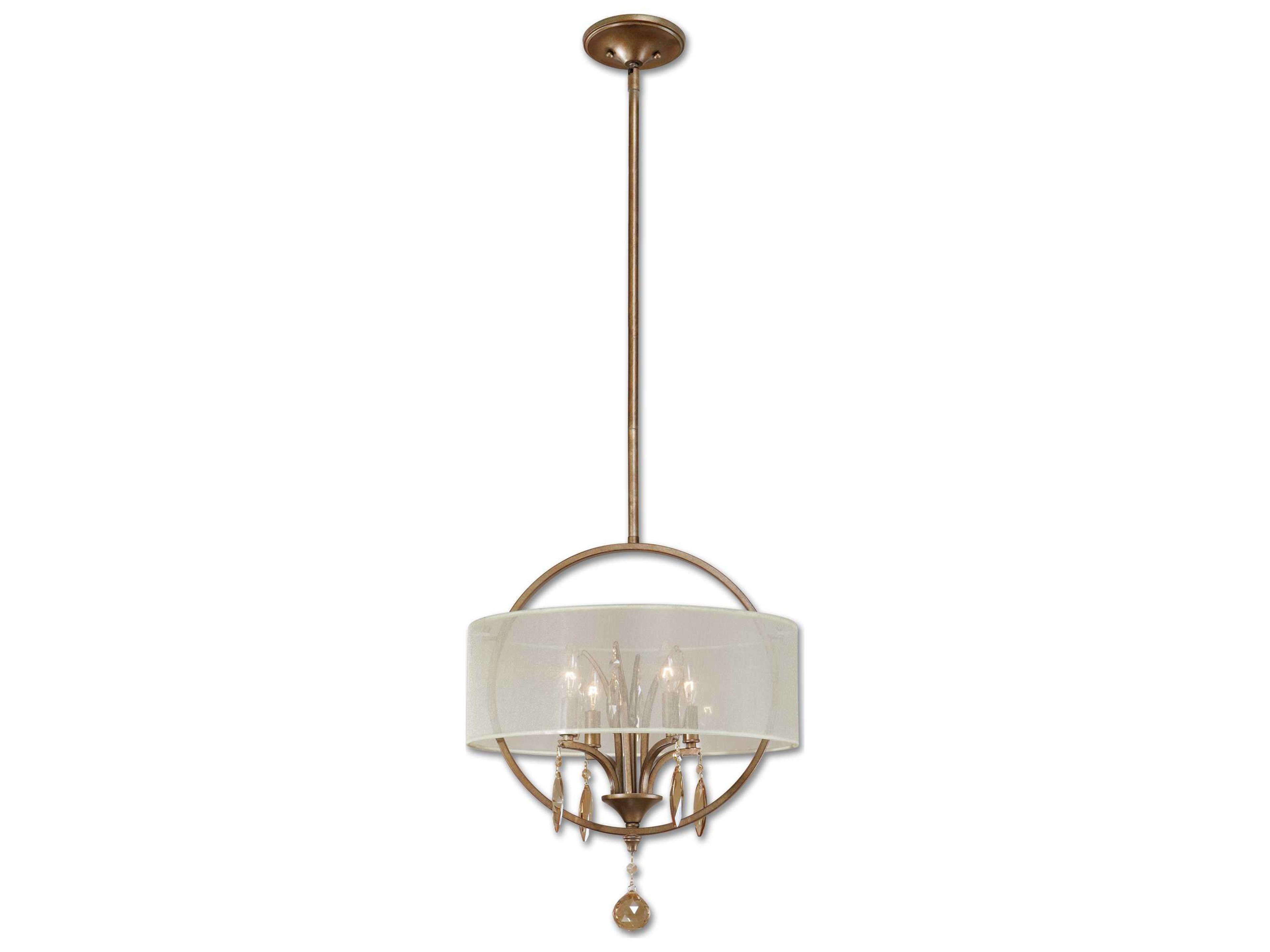 Uttermost Alenya 4-Light Burnished Gold Crystal Drum Pendant