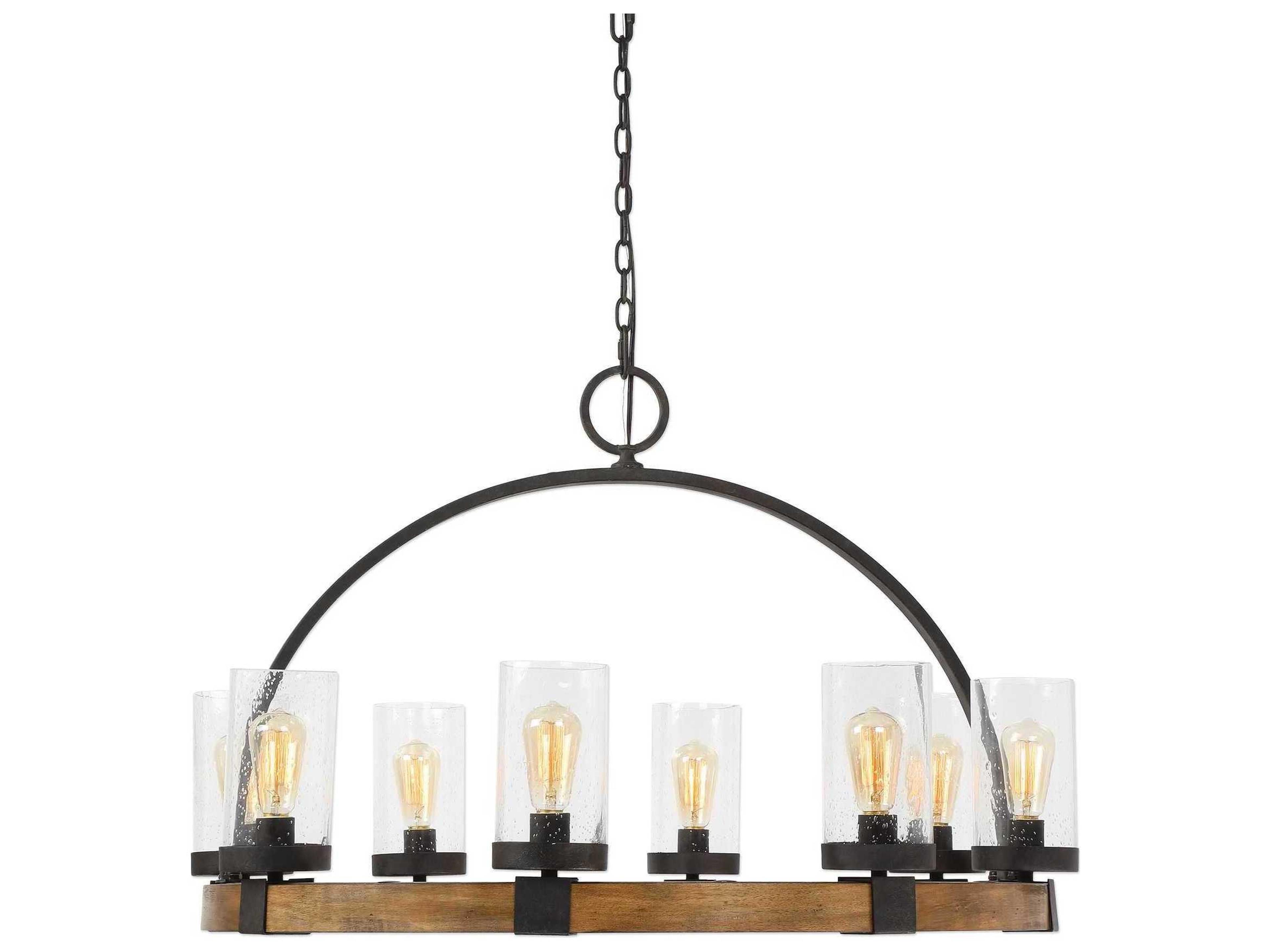 Uttermost Atwood 8-Light Deep Weathered Bronze Glass Cylinder Chandelier
