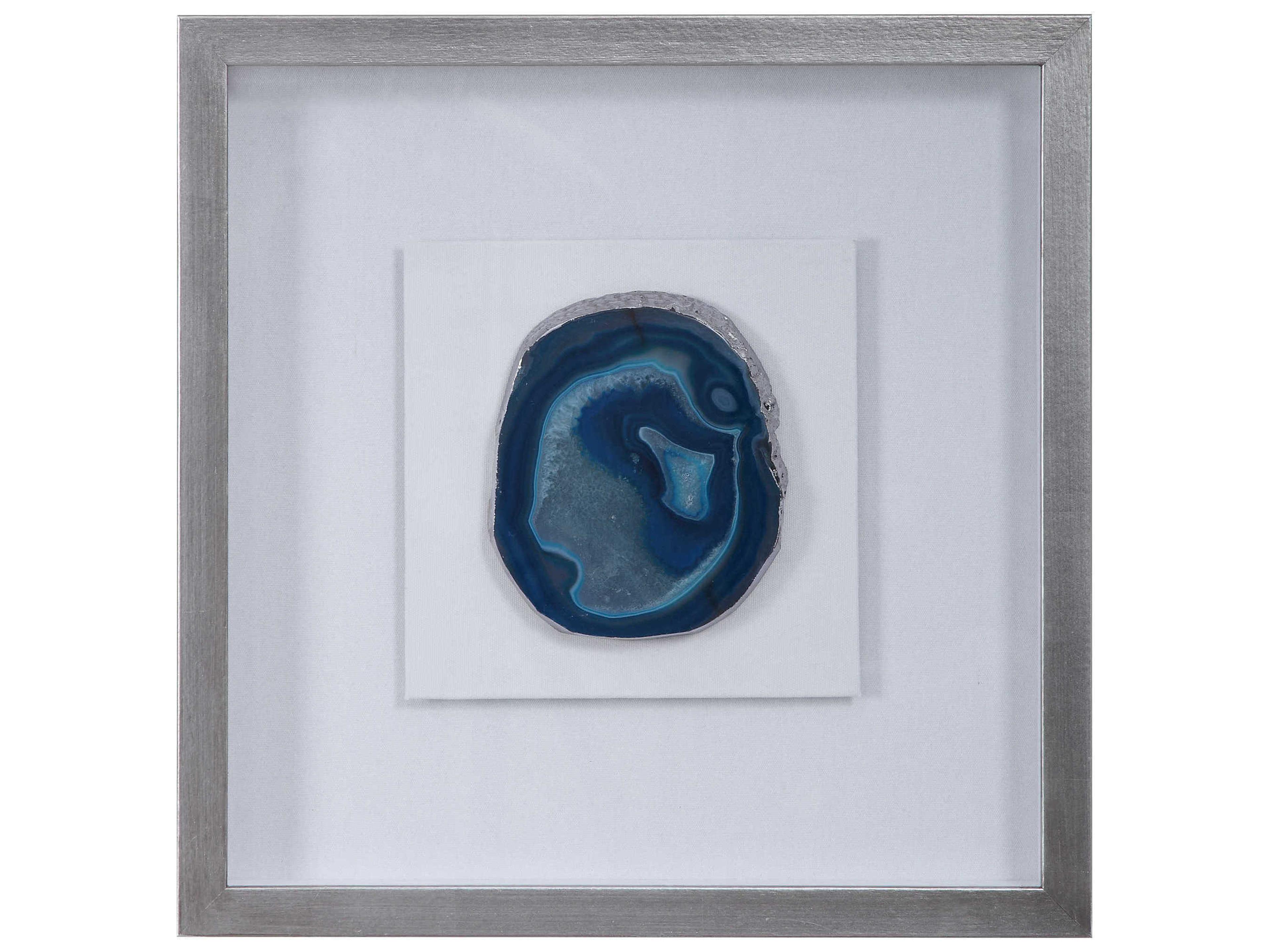 Uttermost Kalia Blue Agate Stone / Silver Leaf Shadow Boxes