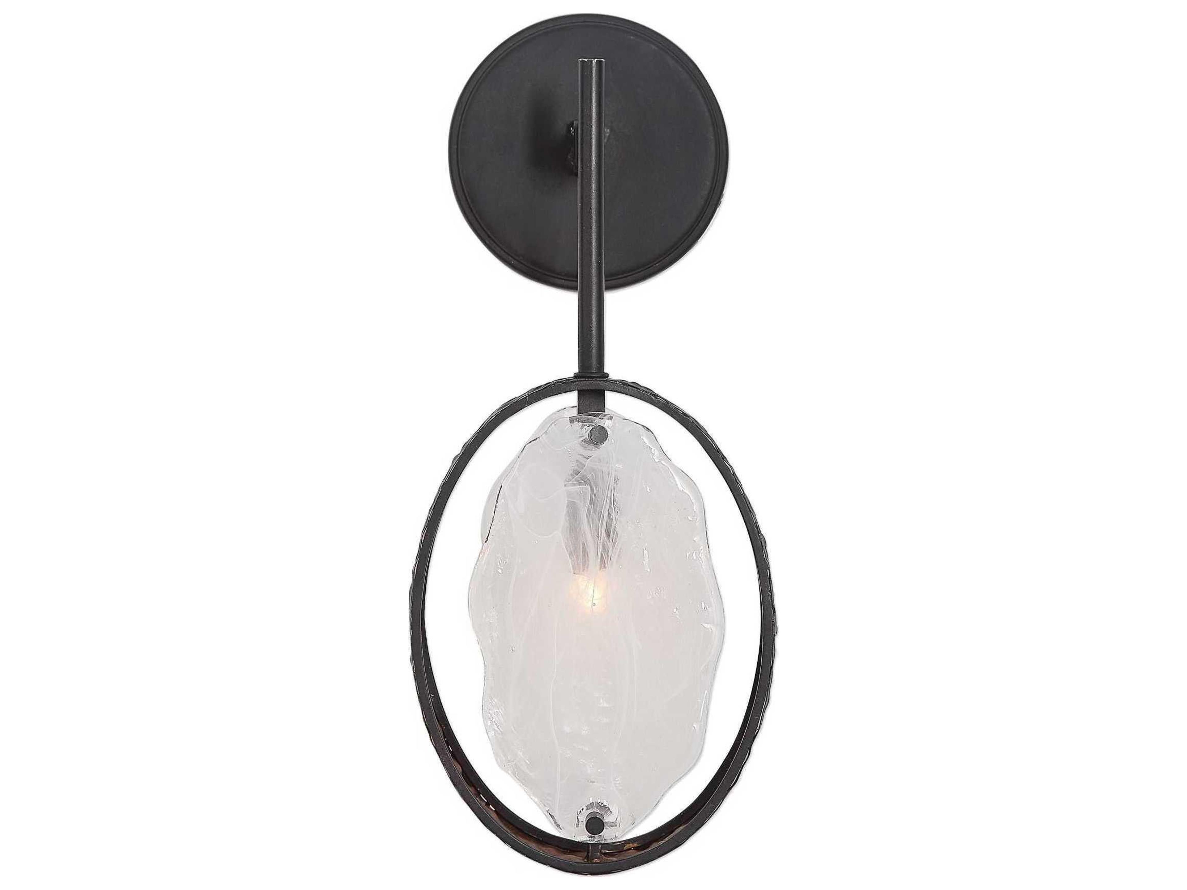 Uttermost Maxin 1-Light Dark Hammered Bronze Glass Wall Sconce