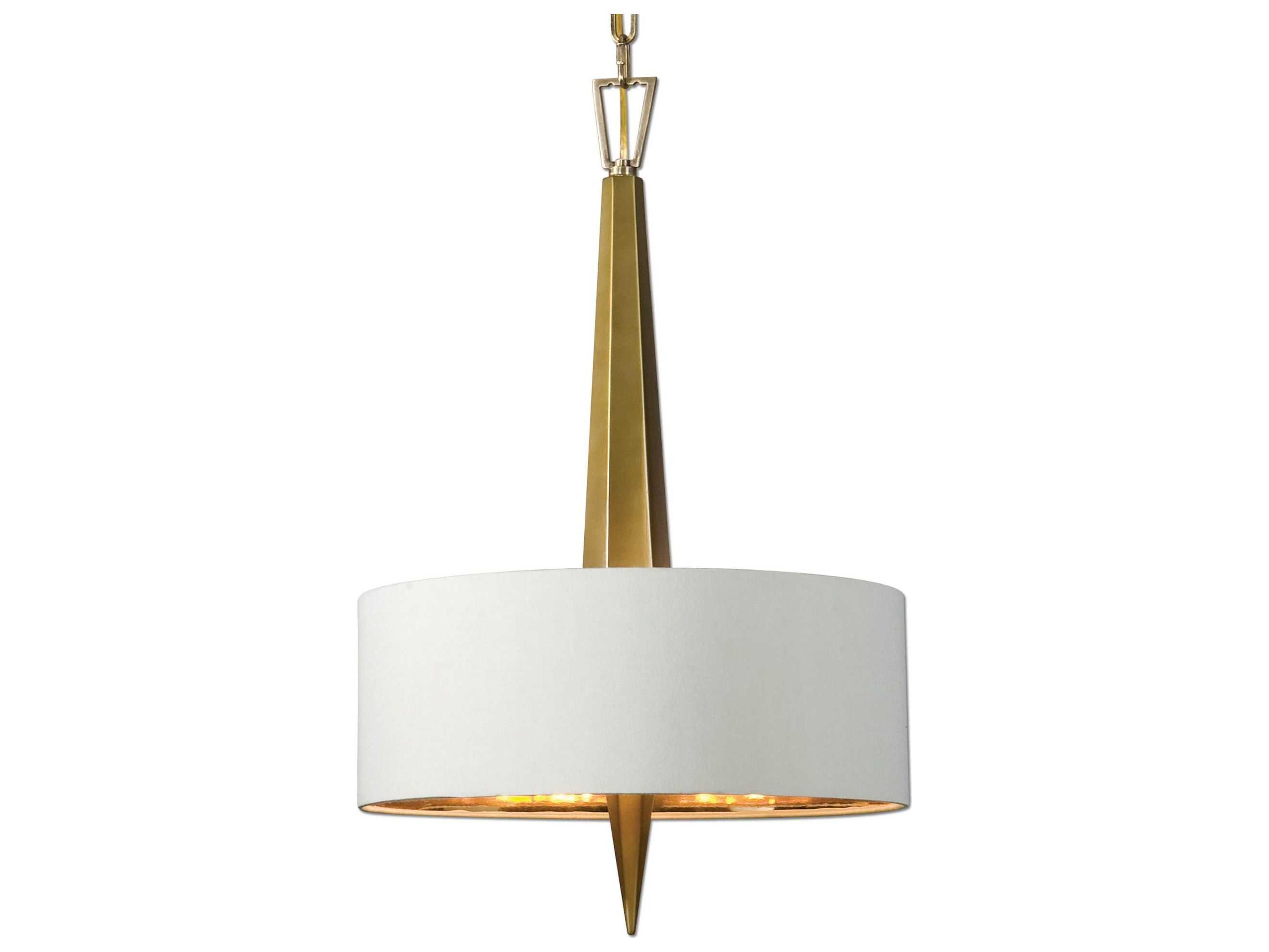Uttermost Obeliska 3-Light Warm Gold Off White Drum Pendant