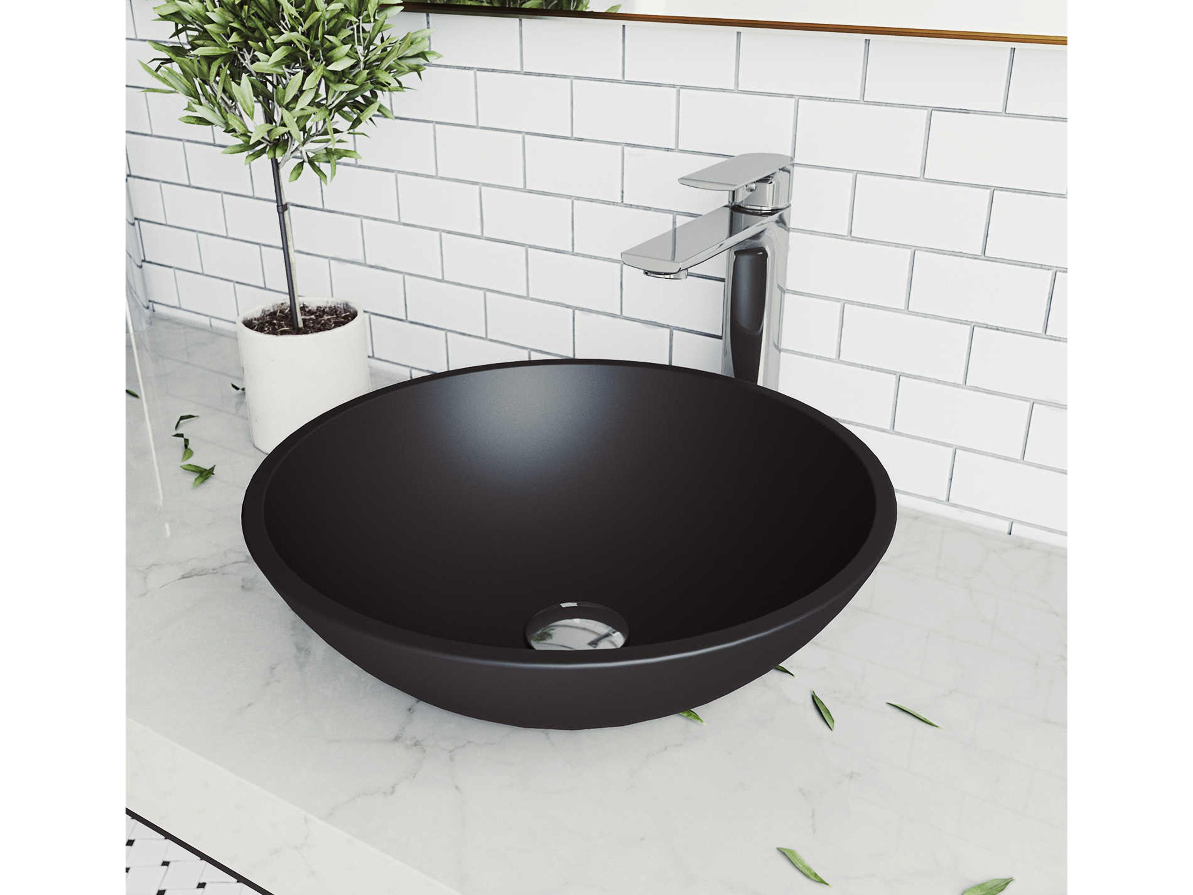 Cavalli Matte Shell 15" Round Vessel Bathroom Sink