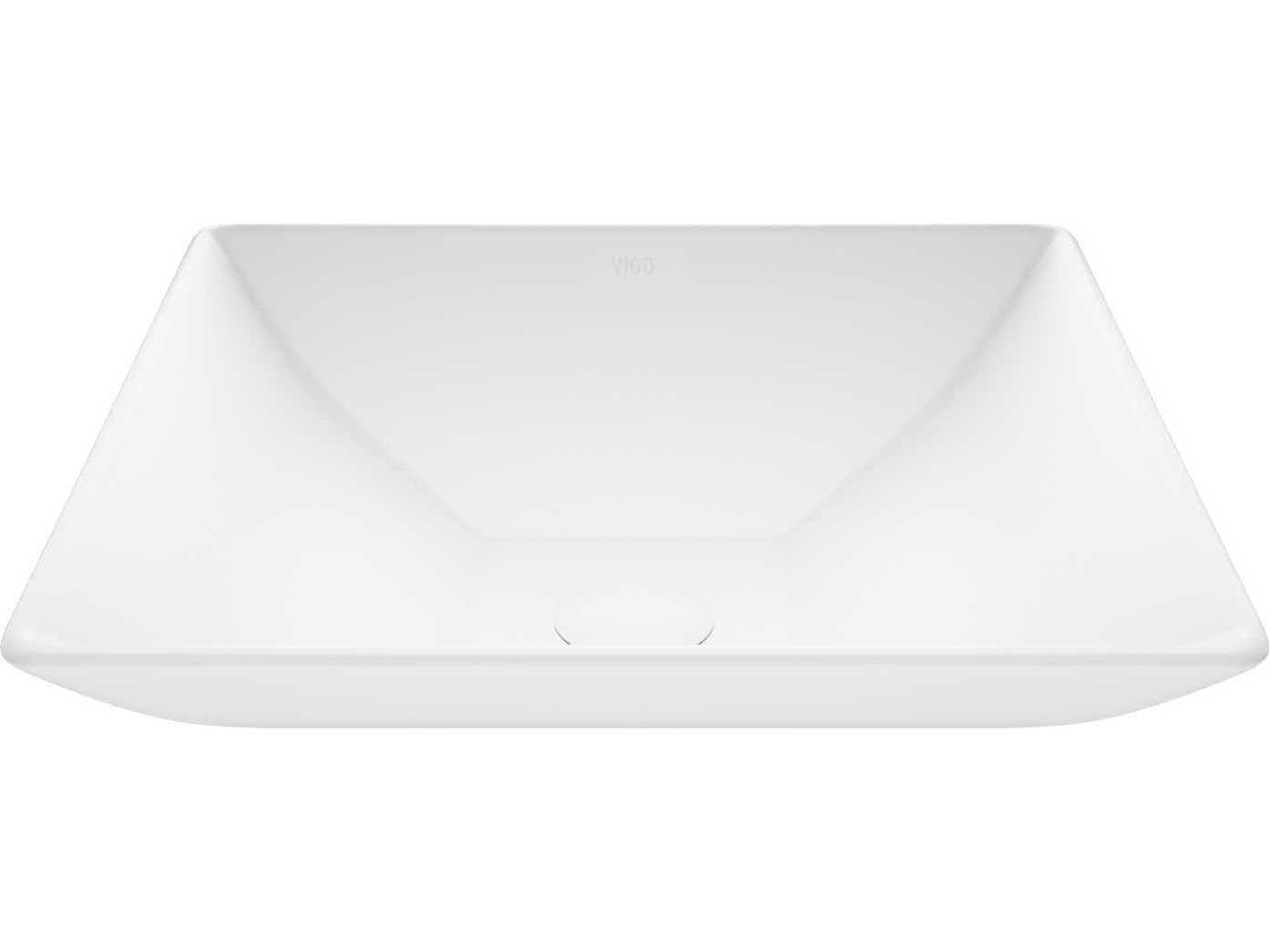 Vigo Hibiscus Matte White 16" Square Vessel Bathroom Sink