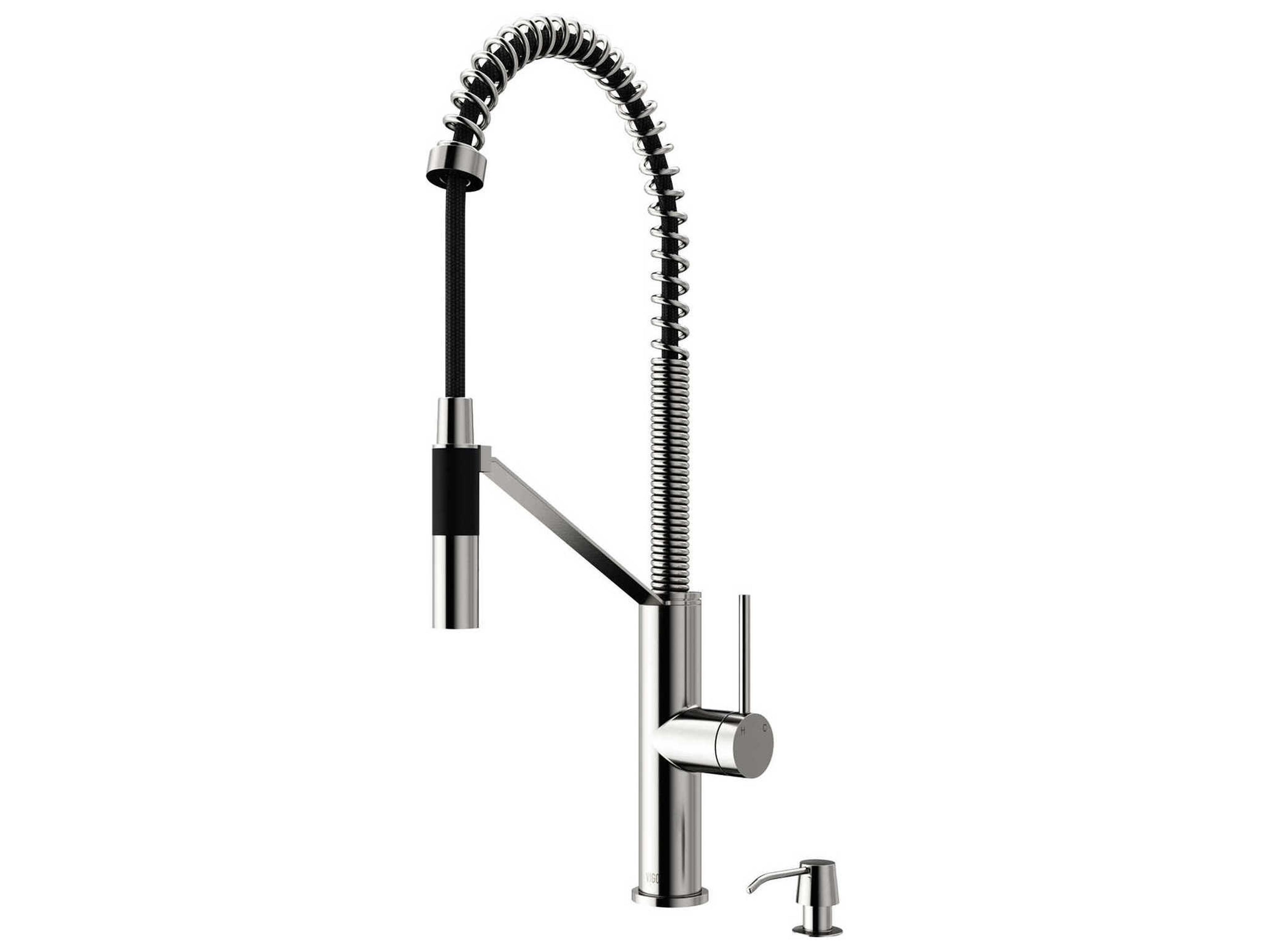 Livingston Stainless Steel Magnetic 1-Handle Deck Mount Pull-Down Kitchen Faucet with Soap Dispenser