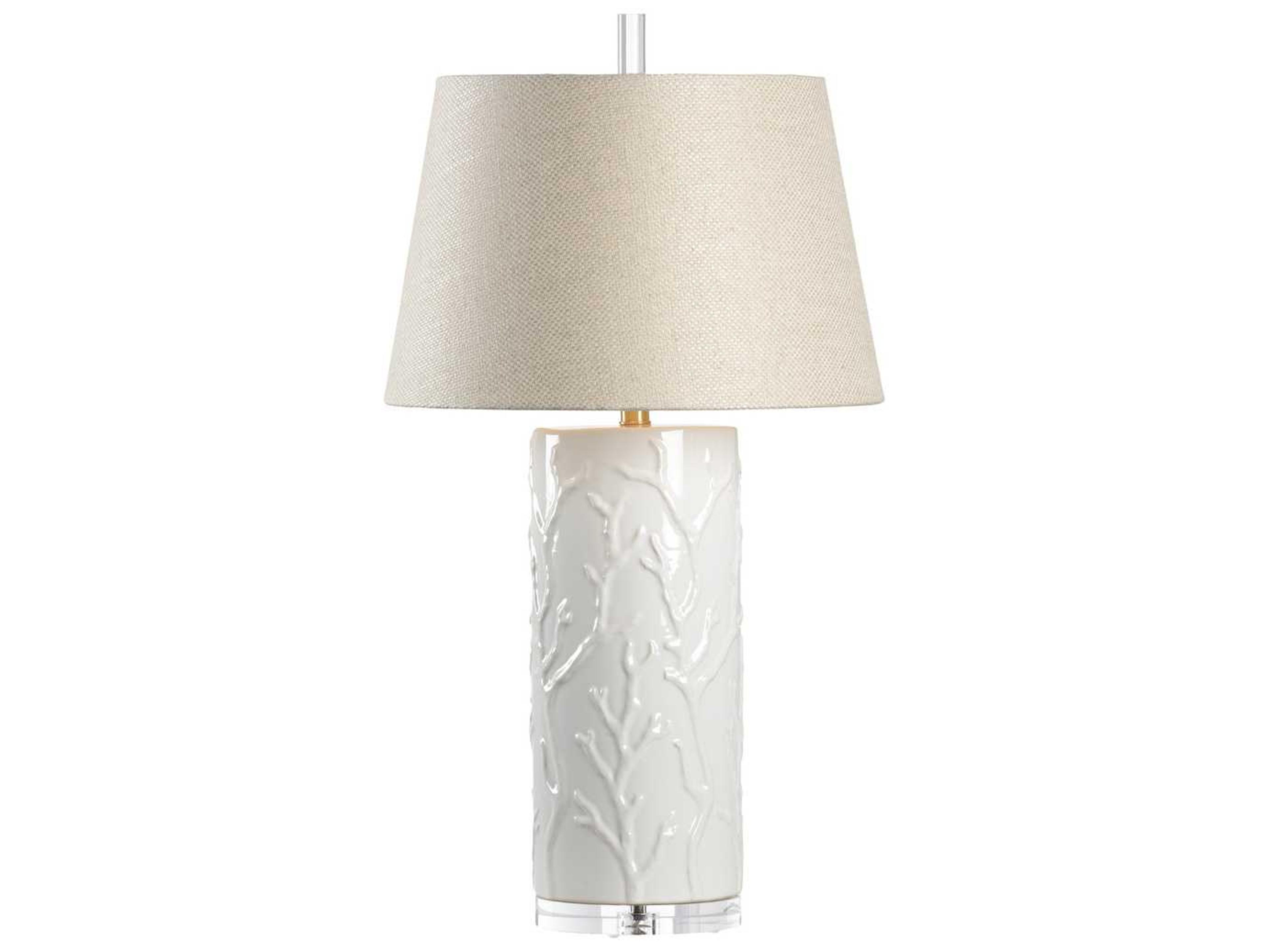 Wildwood Beaufort White Glaze Natural Linen Buffet Lamp