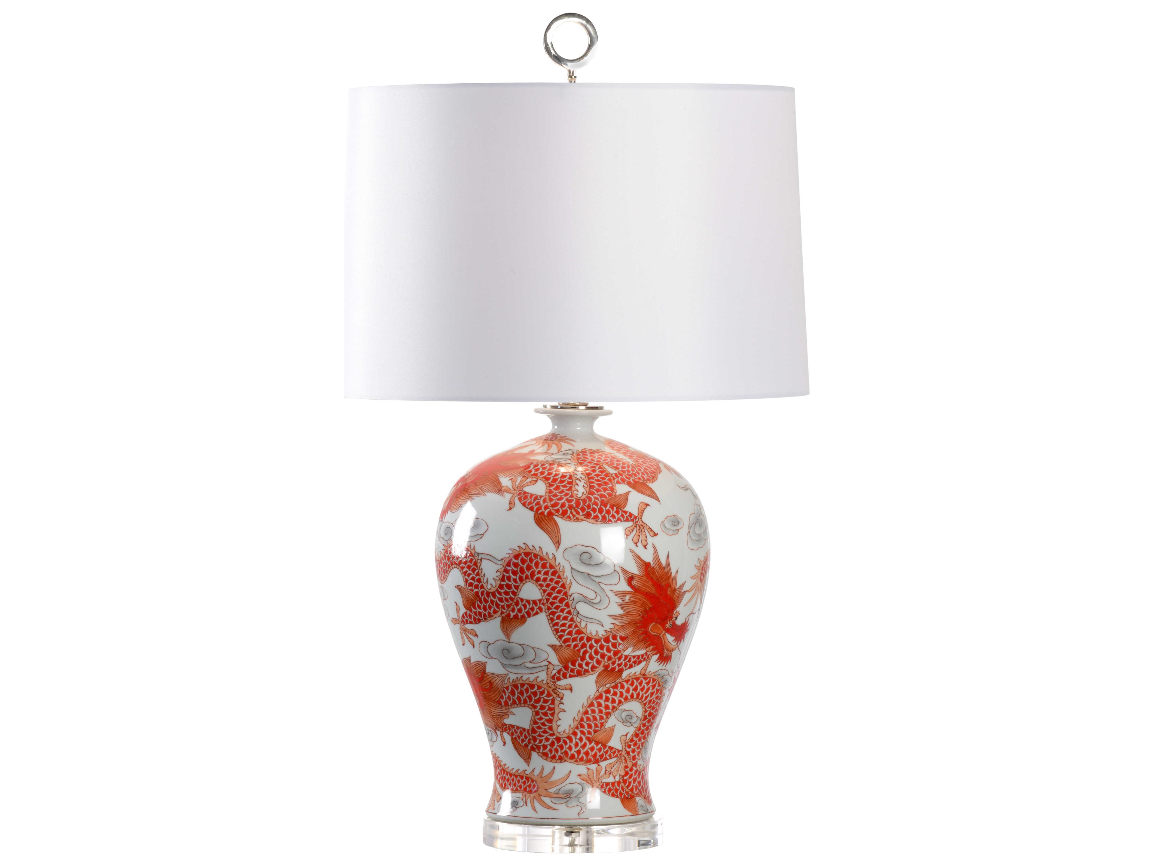 Wildwood Prosperity Red White Off Silkette Buffet Lamp
