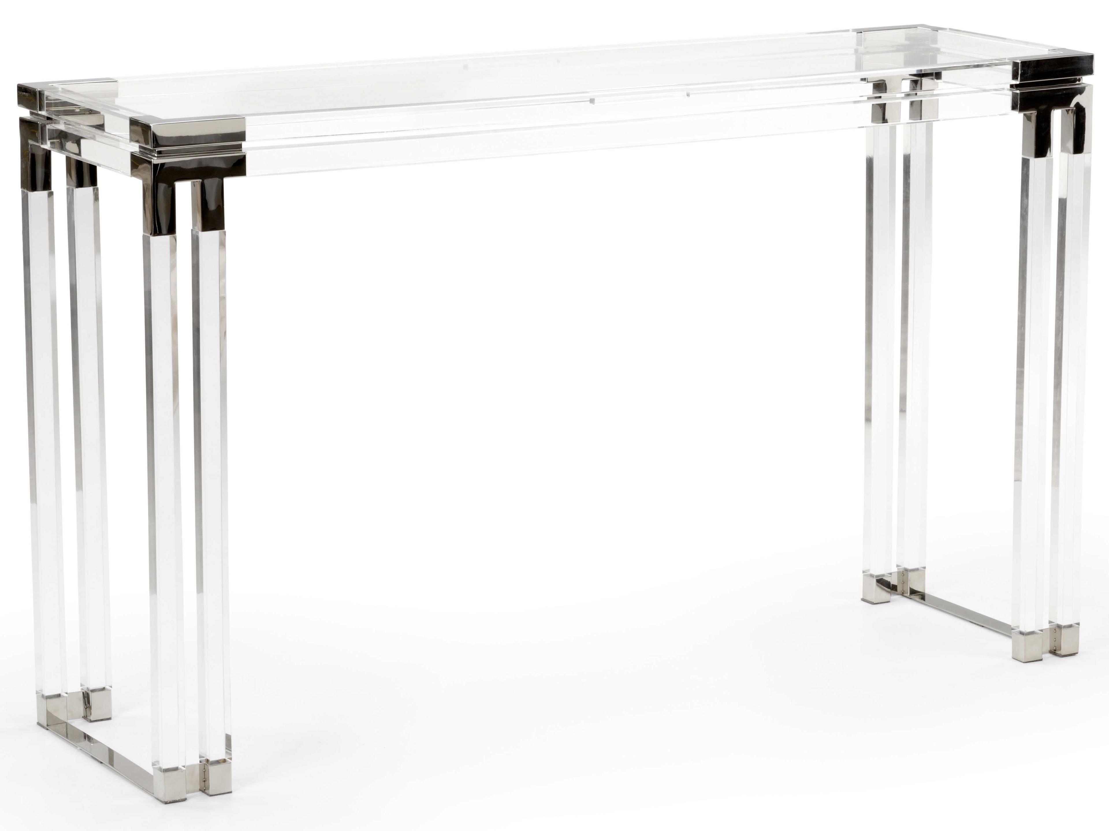 Wildwood Bowen Rectangular Acrylic Clear Polished Nickel Console Table