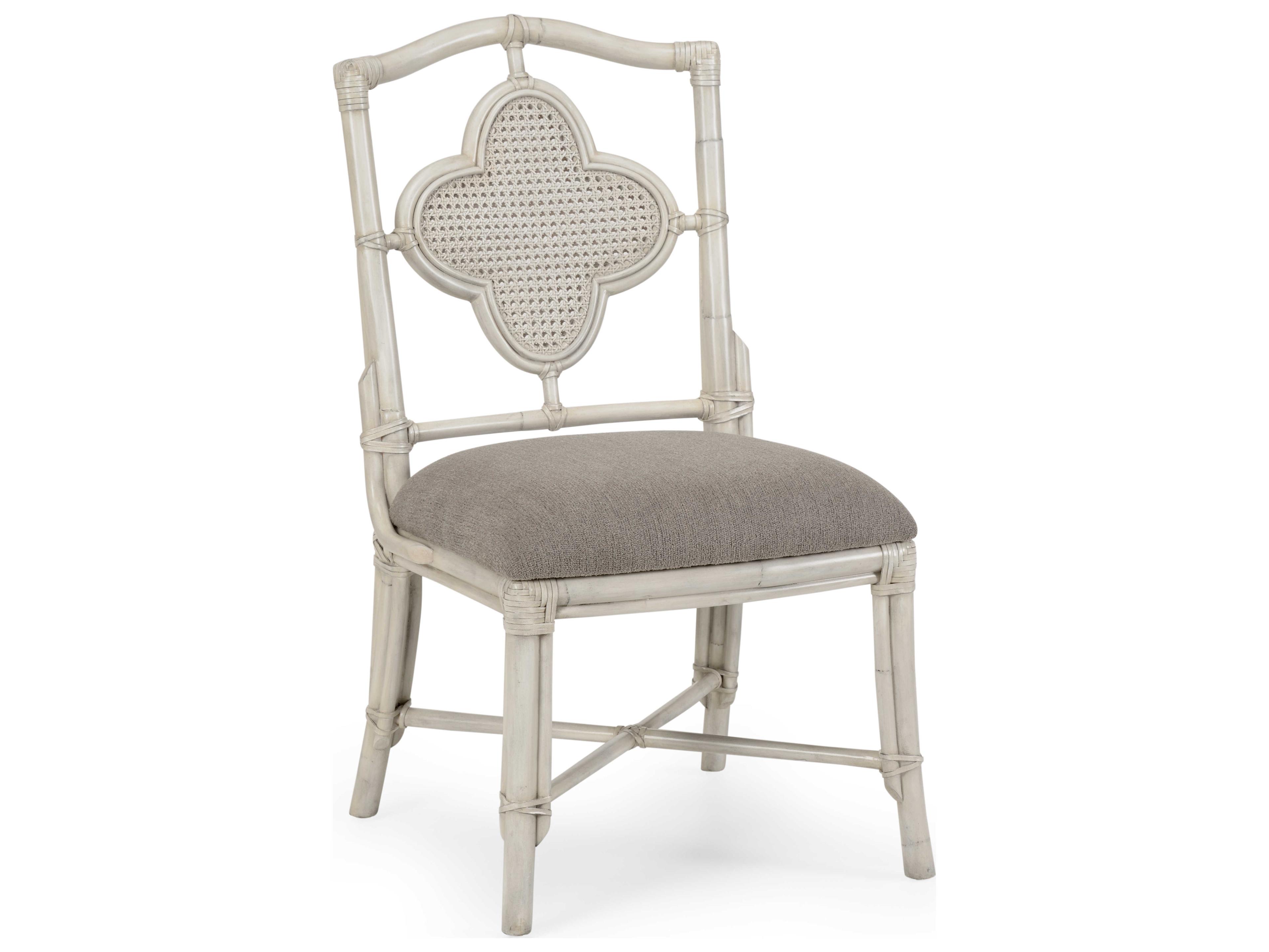 Wildwood Selene Rattan Gray Upholstered Side Dining Chair